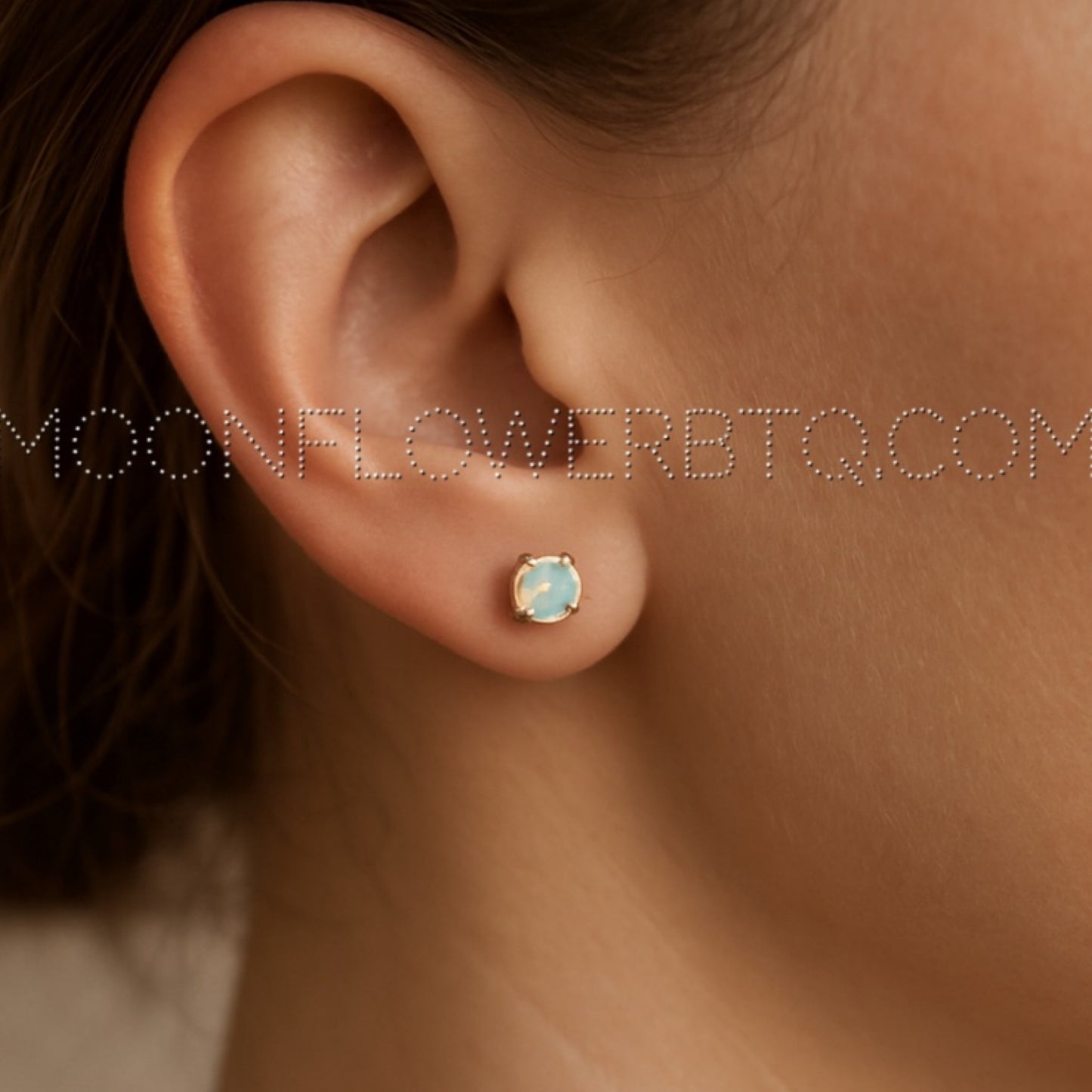 Rose Gold Stainless Steel | 4mm Iridescent CZ | Flat Back Stud Earrings