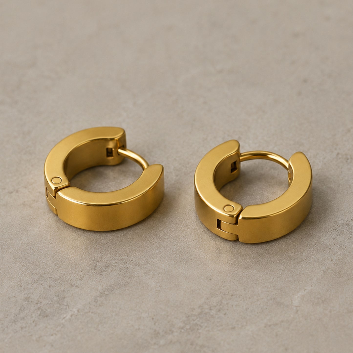 Gold Stainless Steel Huggie Hoop Earrings