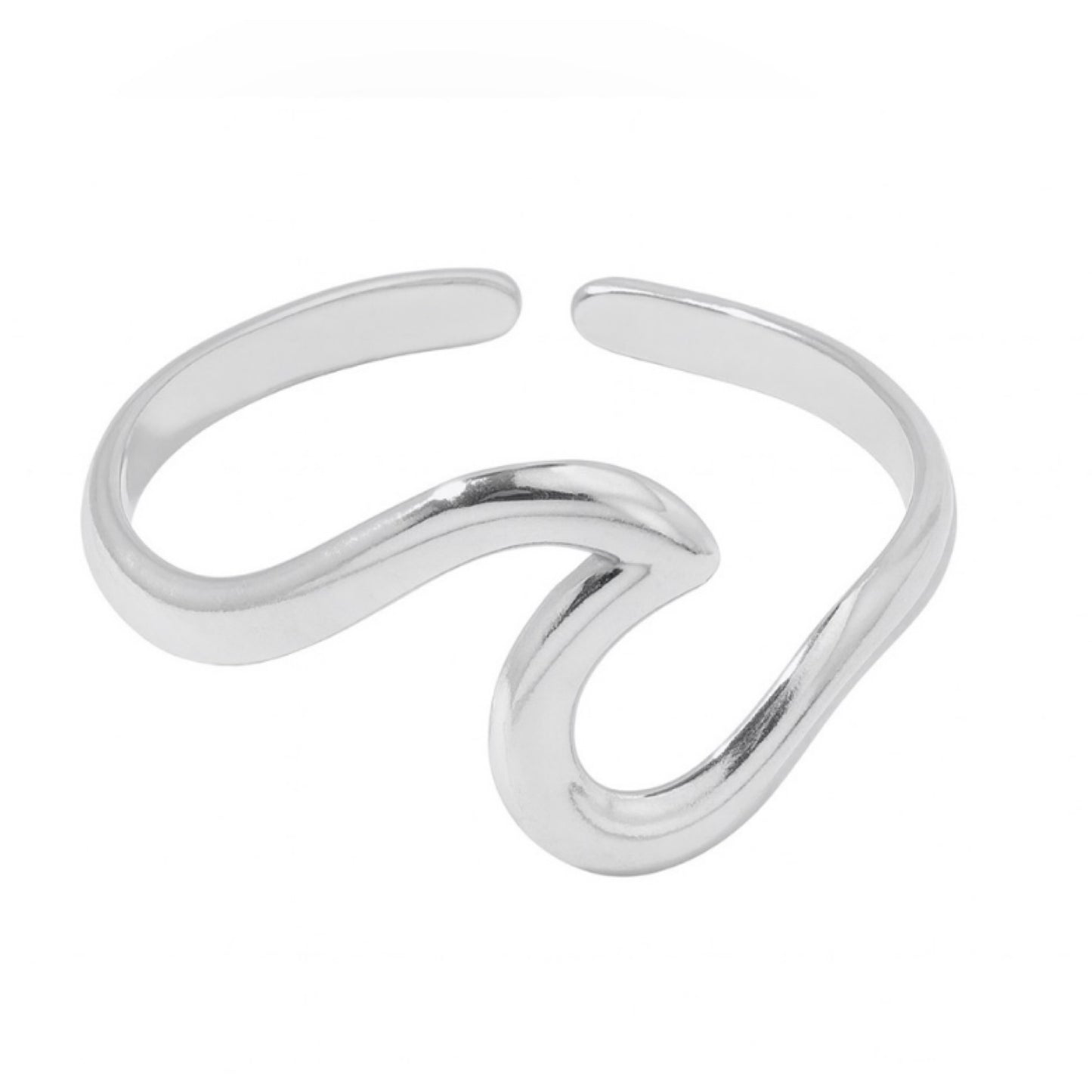 Wave Open Ring – Minimalist Adjustable Band | Hypoallergenic Stainless Steel