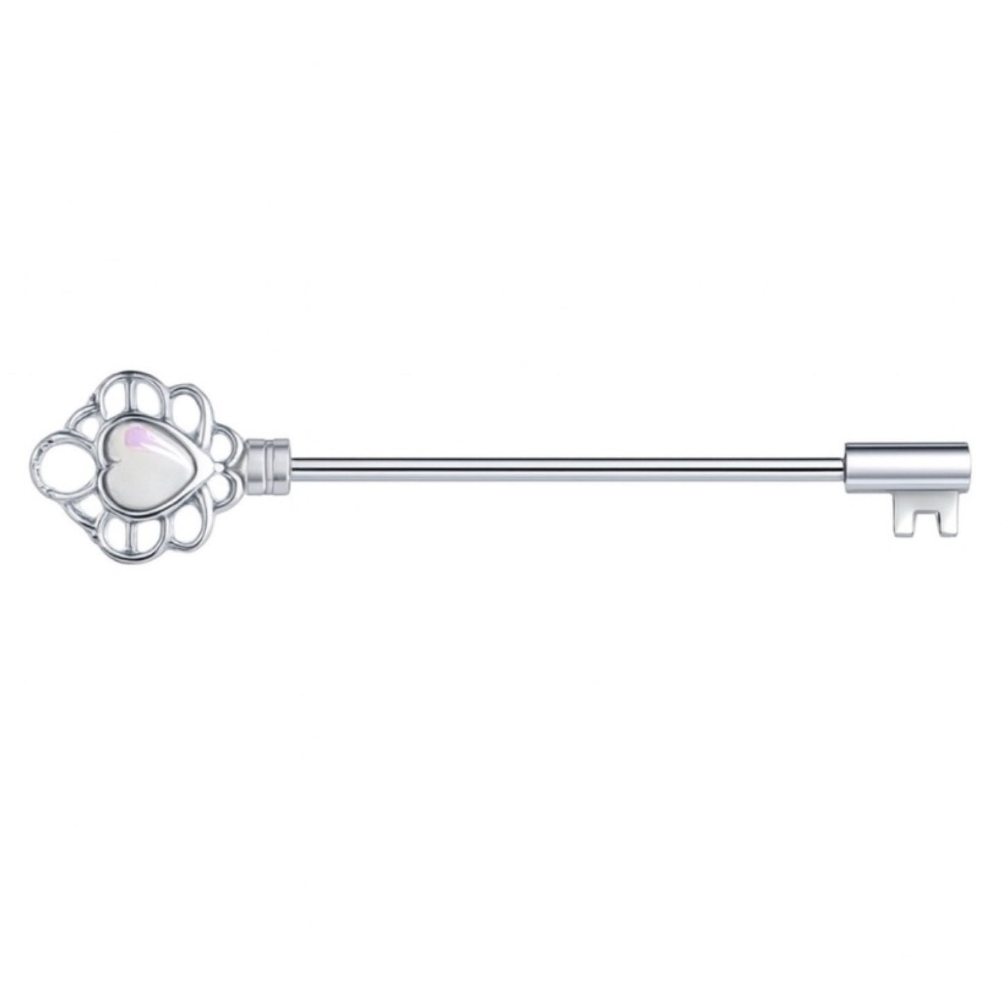 14G 38mm Heart Key Industrial Barbell Earring – Stainless Steel