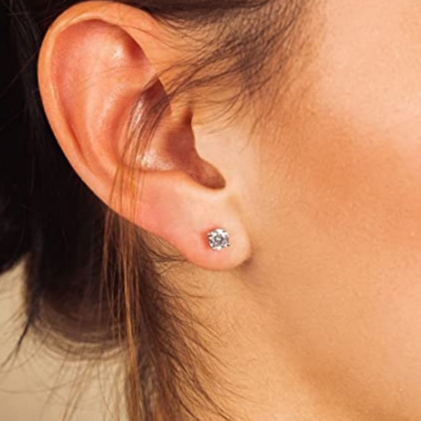 Stainless Steel Flat Back Earrings | 4mm Clear CZ Studs Hypoallergenic