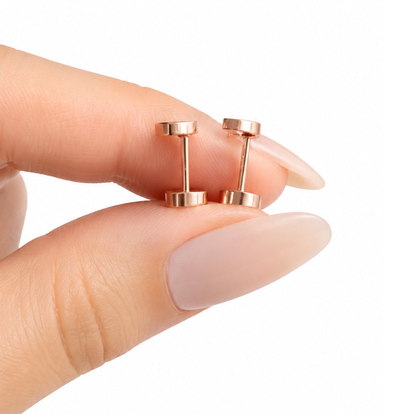 Rose Gold Crescent Moon Flat Back Stud Earrings