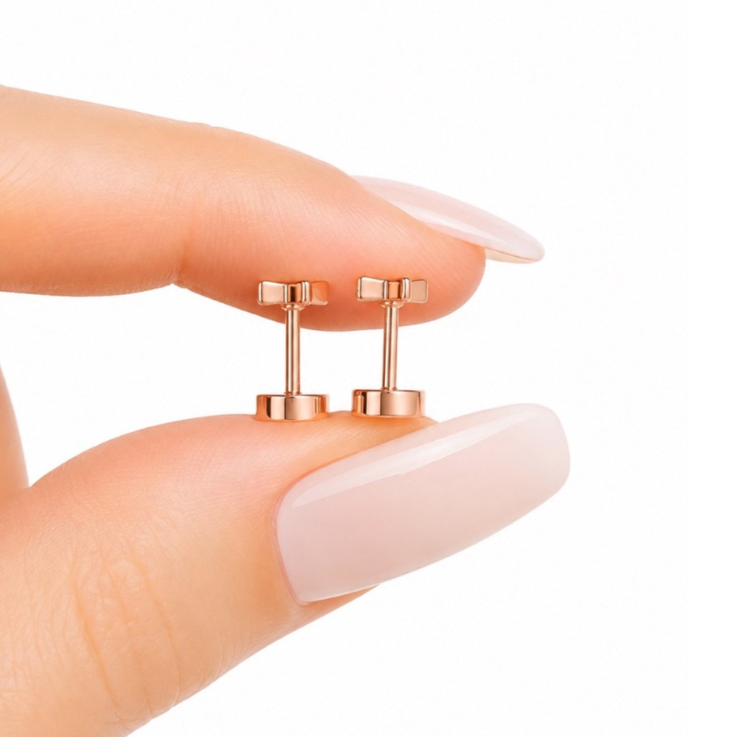 Rose Gold Star Flat Back Stud Earrings