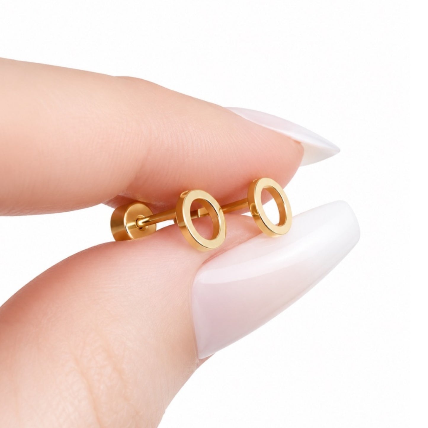 Gold Circle Flat Back Stud Earrings