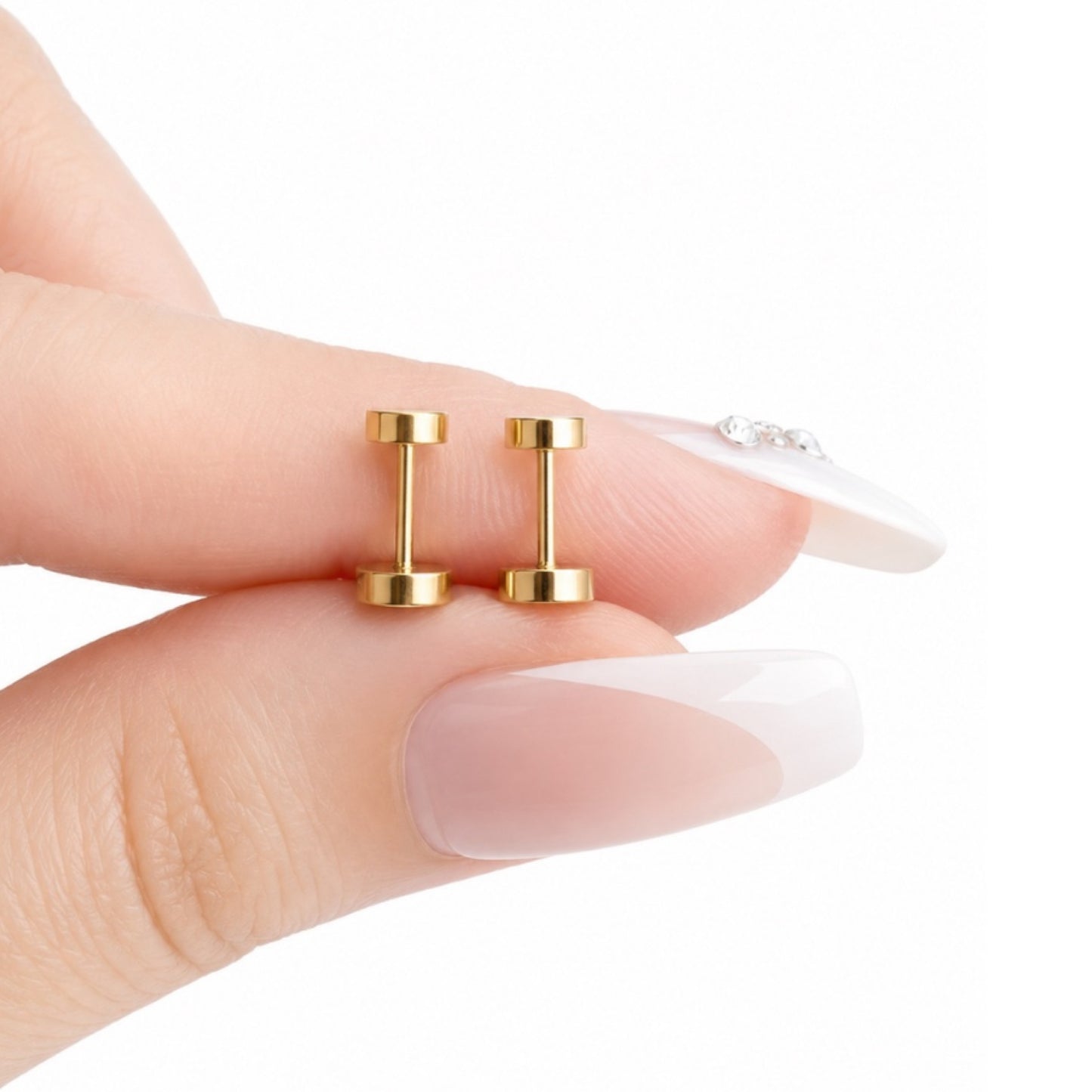 Tiny Gold Heart Flat Back Stud Earrings