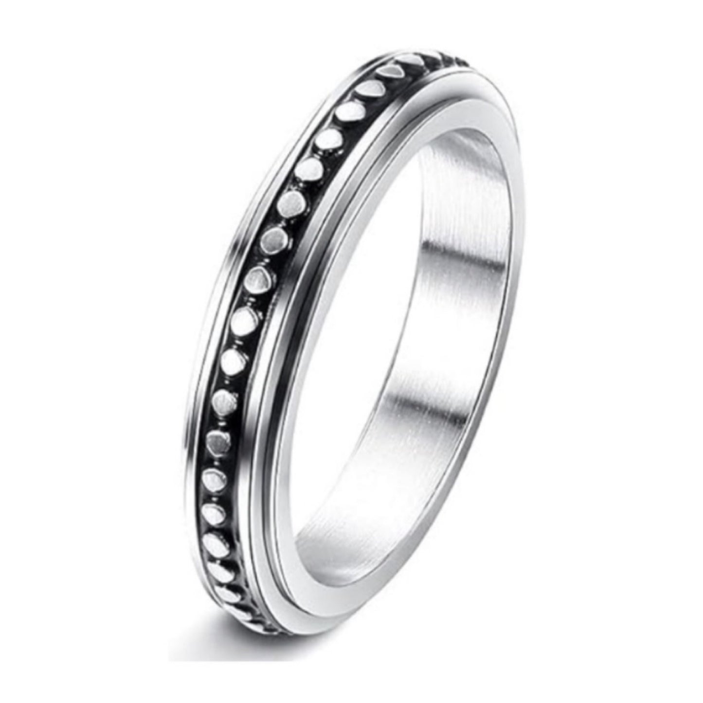 Stainless Steel Dot Fidget Spinner Ring