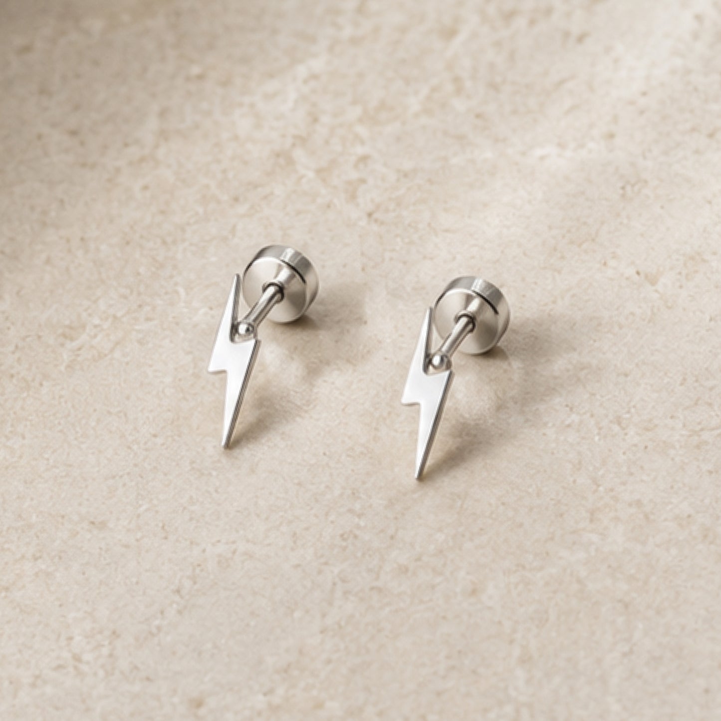 Tiny Lightning Bolt Flat Back Stud Earrings