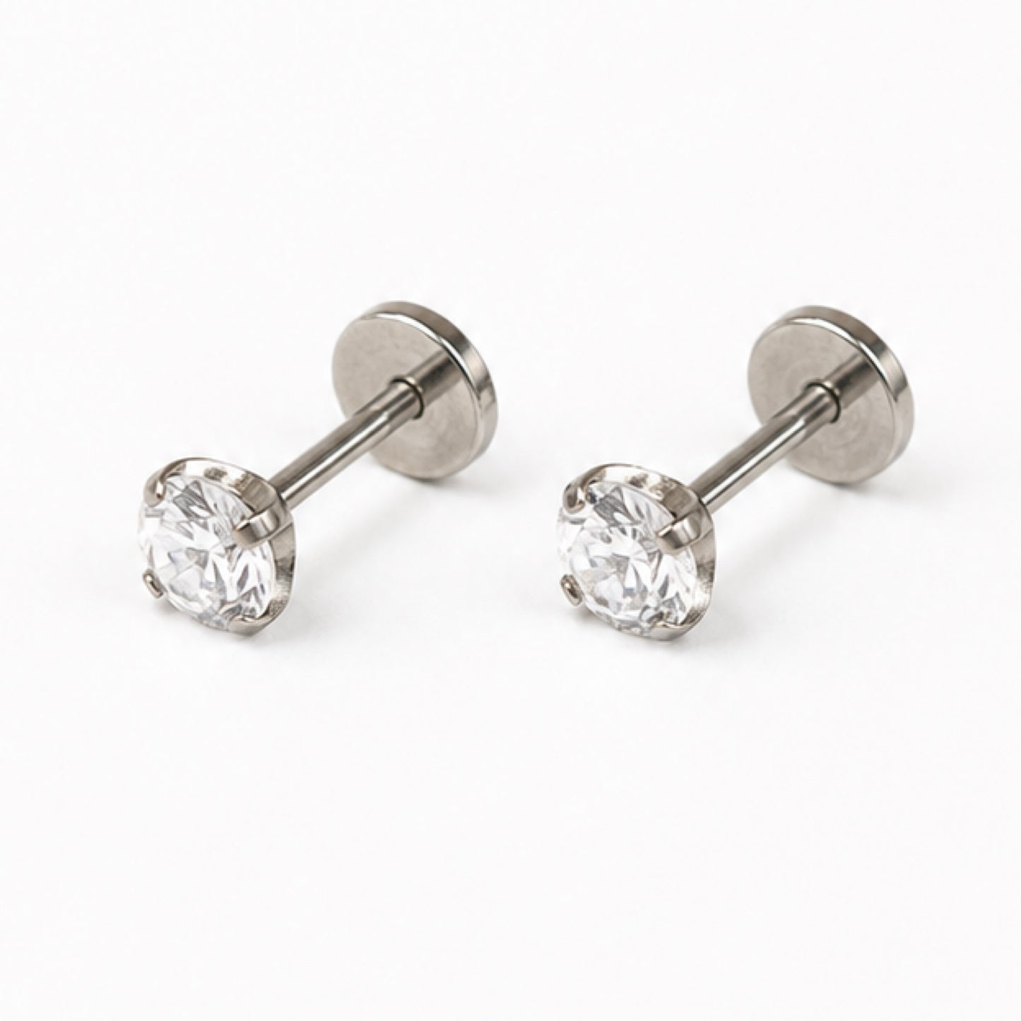 Clear CZ Flat Back Stud Earrings