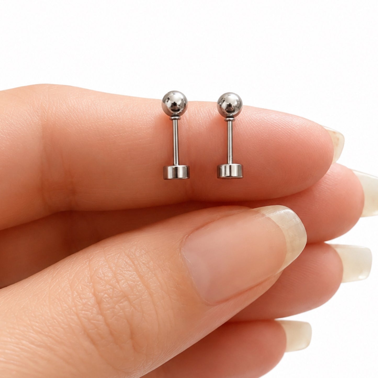 Ball End Flat Back Stud Earrings