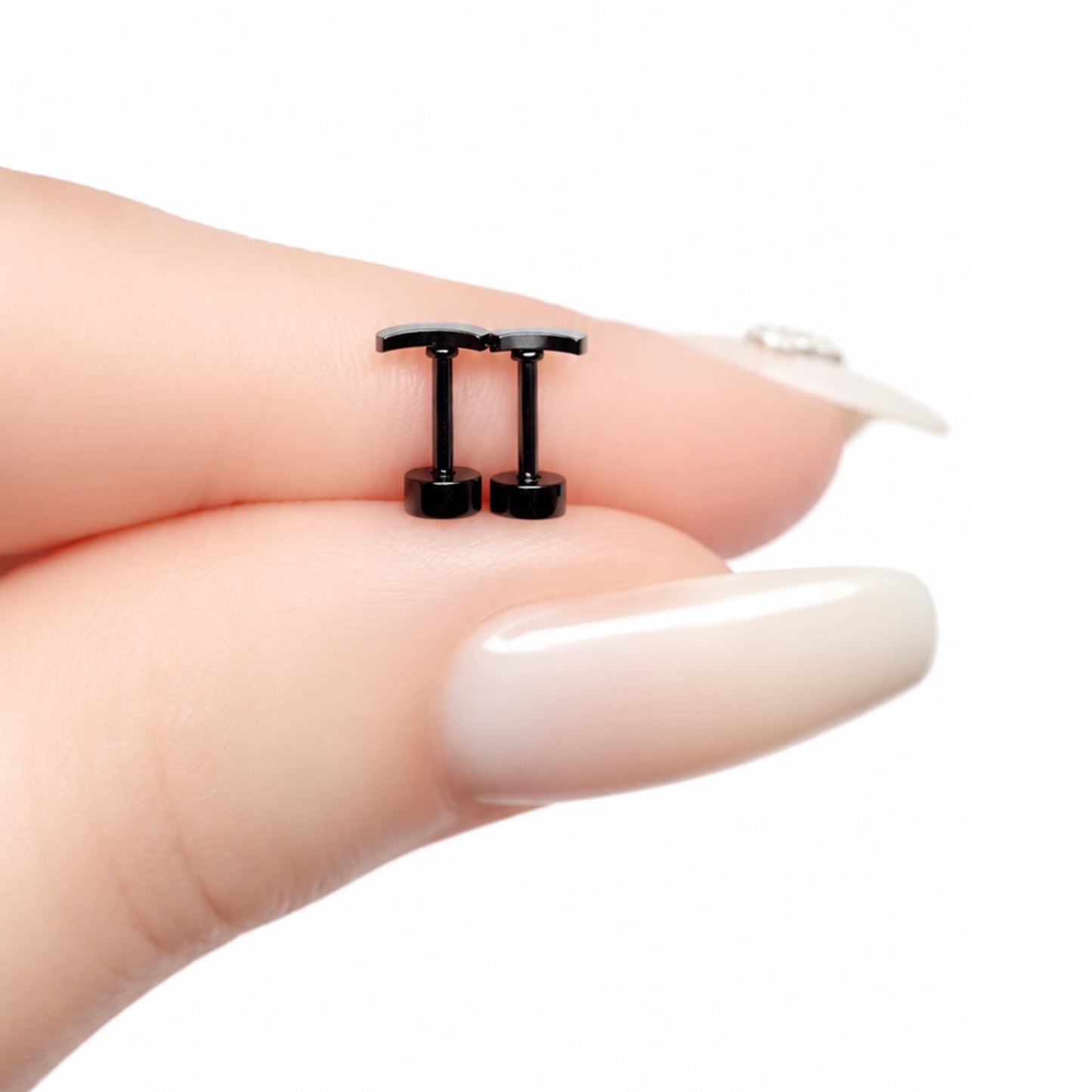 Black Moon Flat Back Stud Earrings