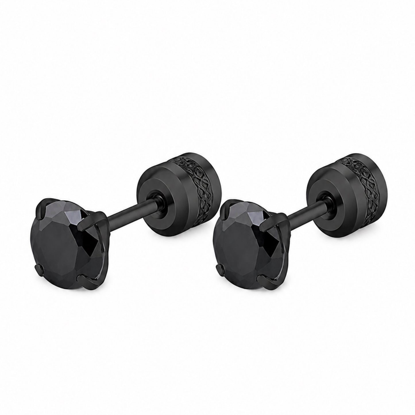 Black CZ Double Ended Stud Earrings