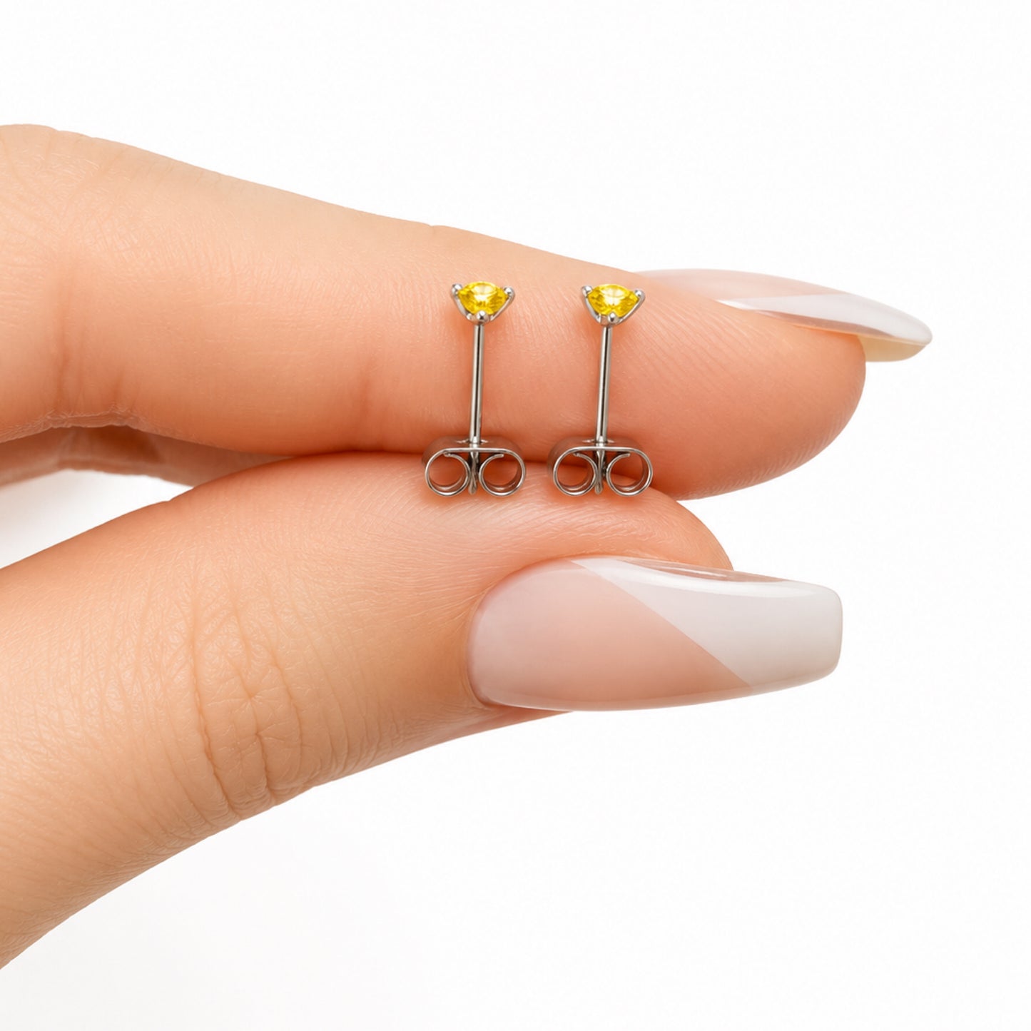 Tiny Yellow CZ Stud Earrings
