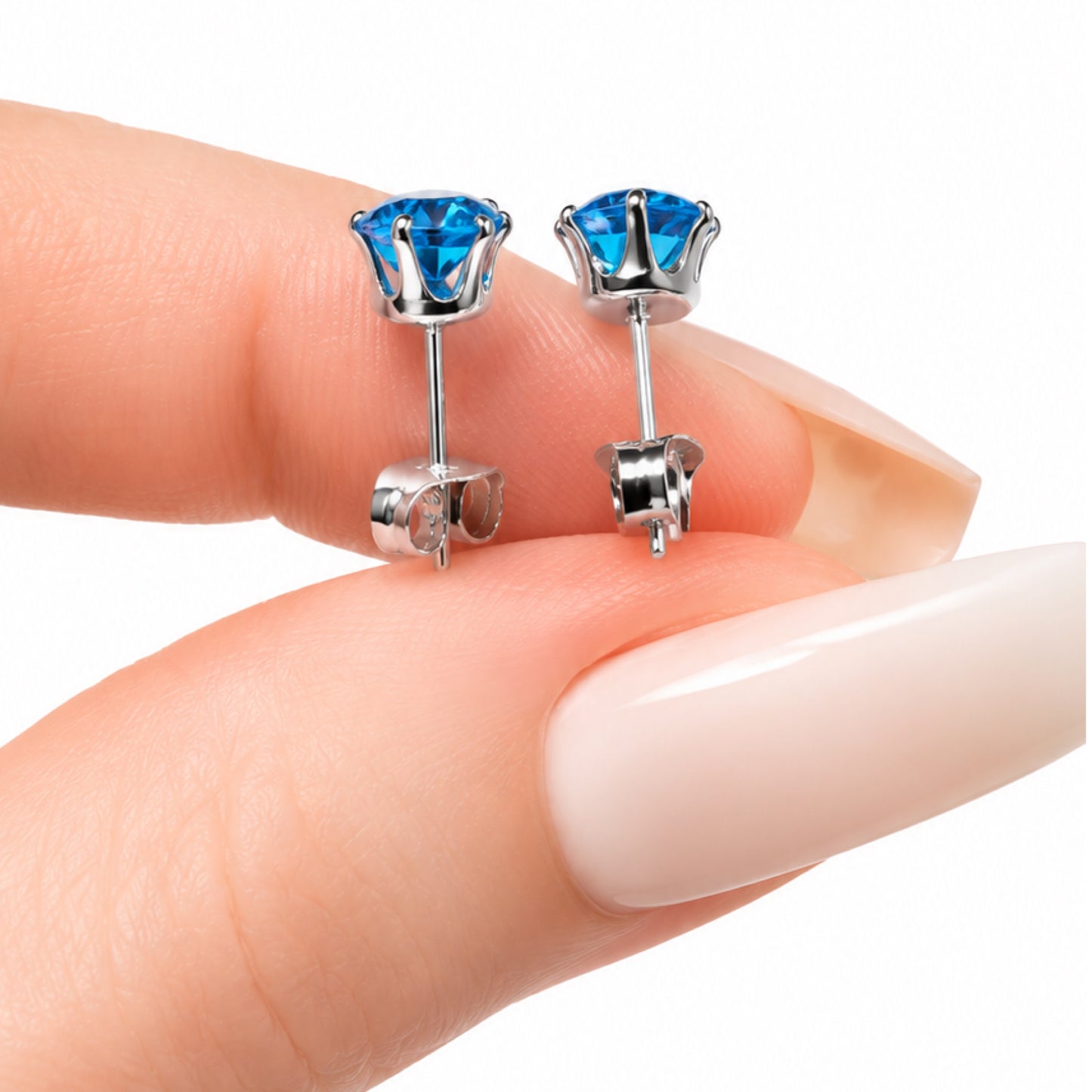 Aqua Blue CZ Stud Earrings