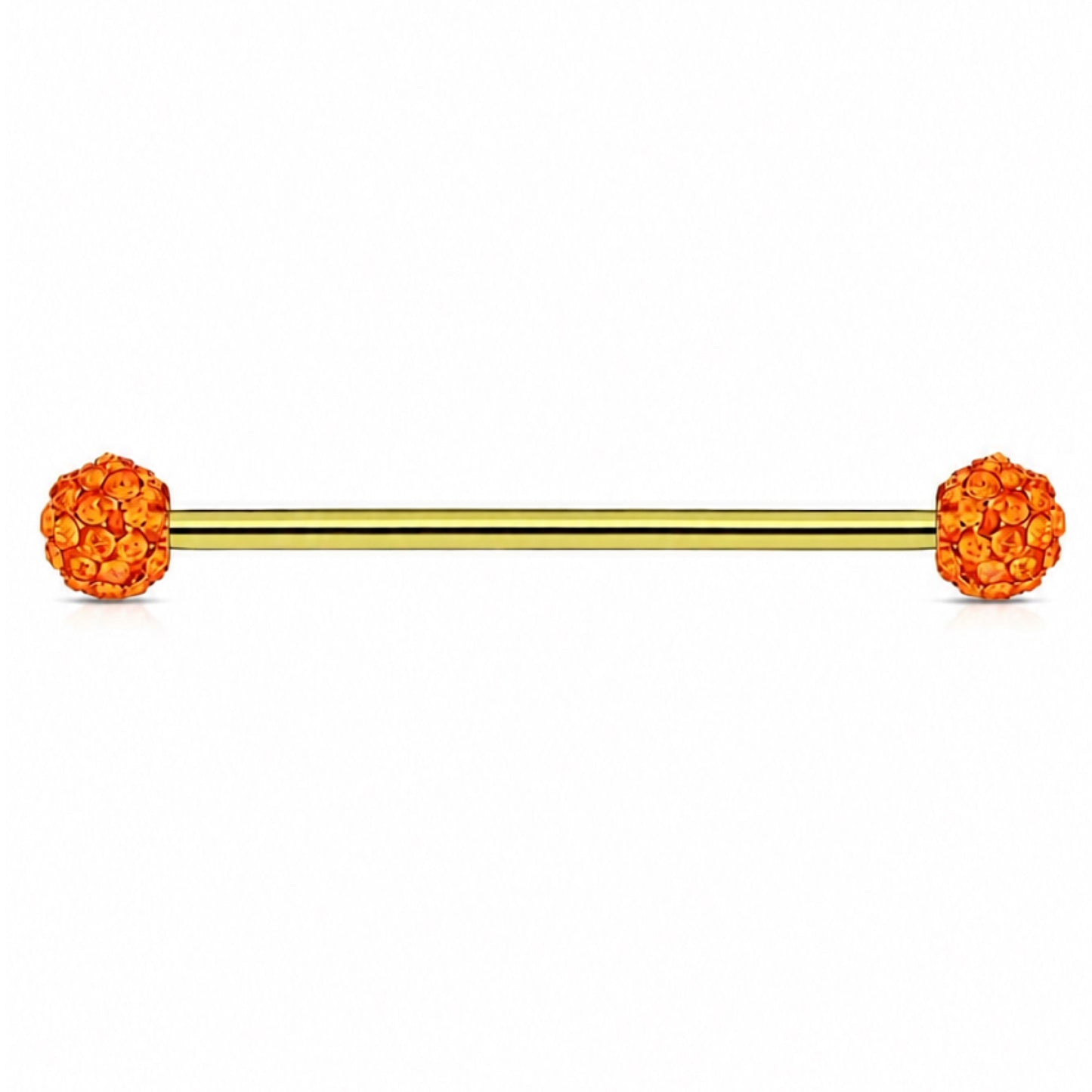 Gold Orange Crystal Industrial Barbell Earring