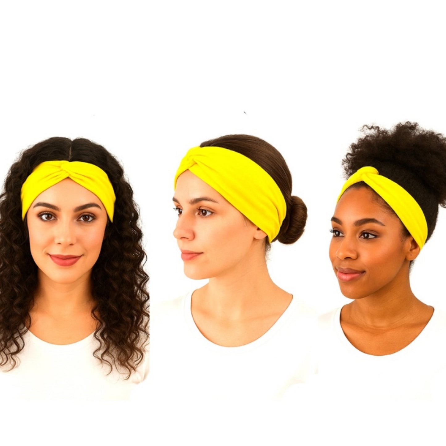 Sunshine Yellow Twist Knot Headband – Wide Stretch Turban Hair Wrap