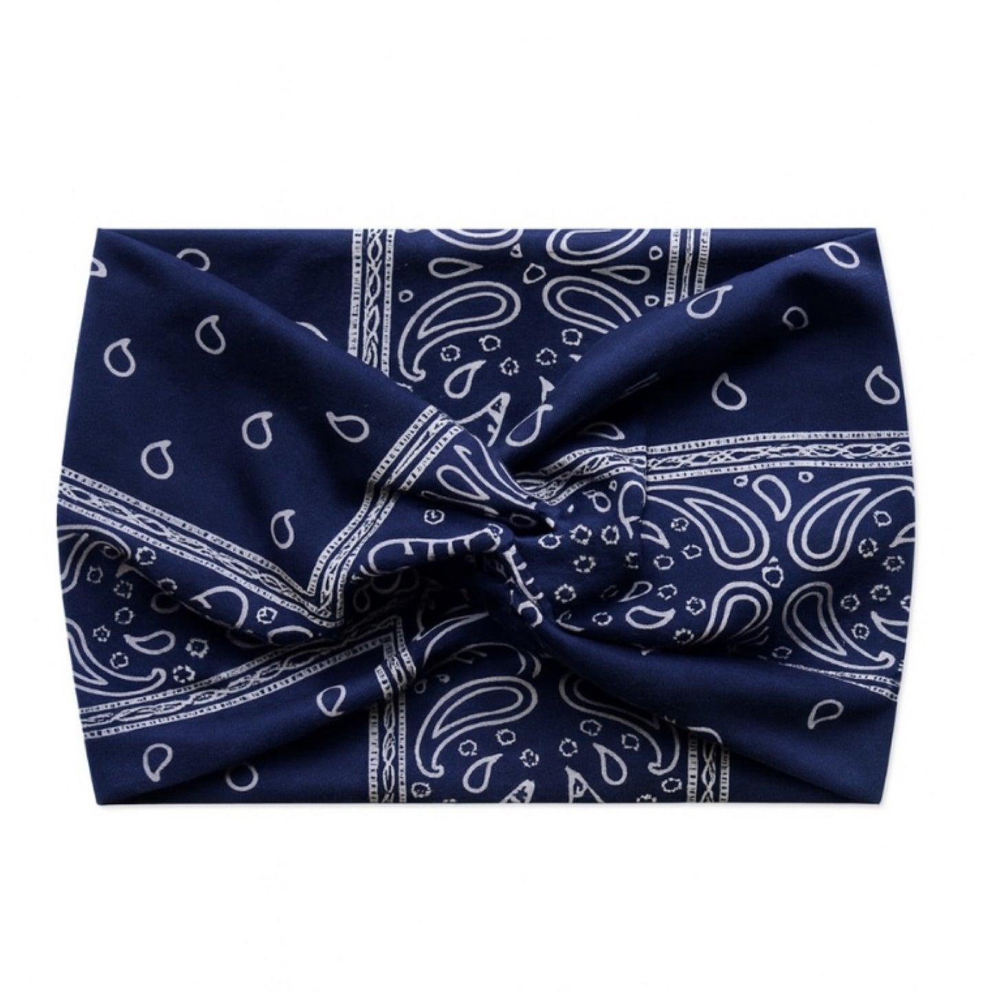 Navy Bandana Print Twist Knot Headband – Paisley Wide Hair Wrap