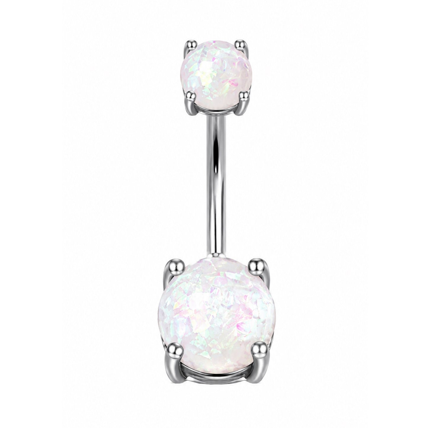 White Opal Navel Belly Button Ring