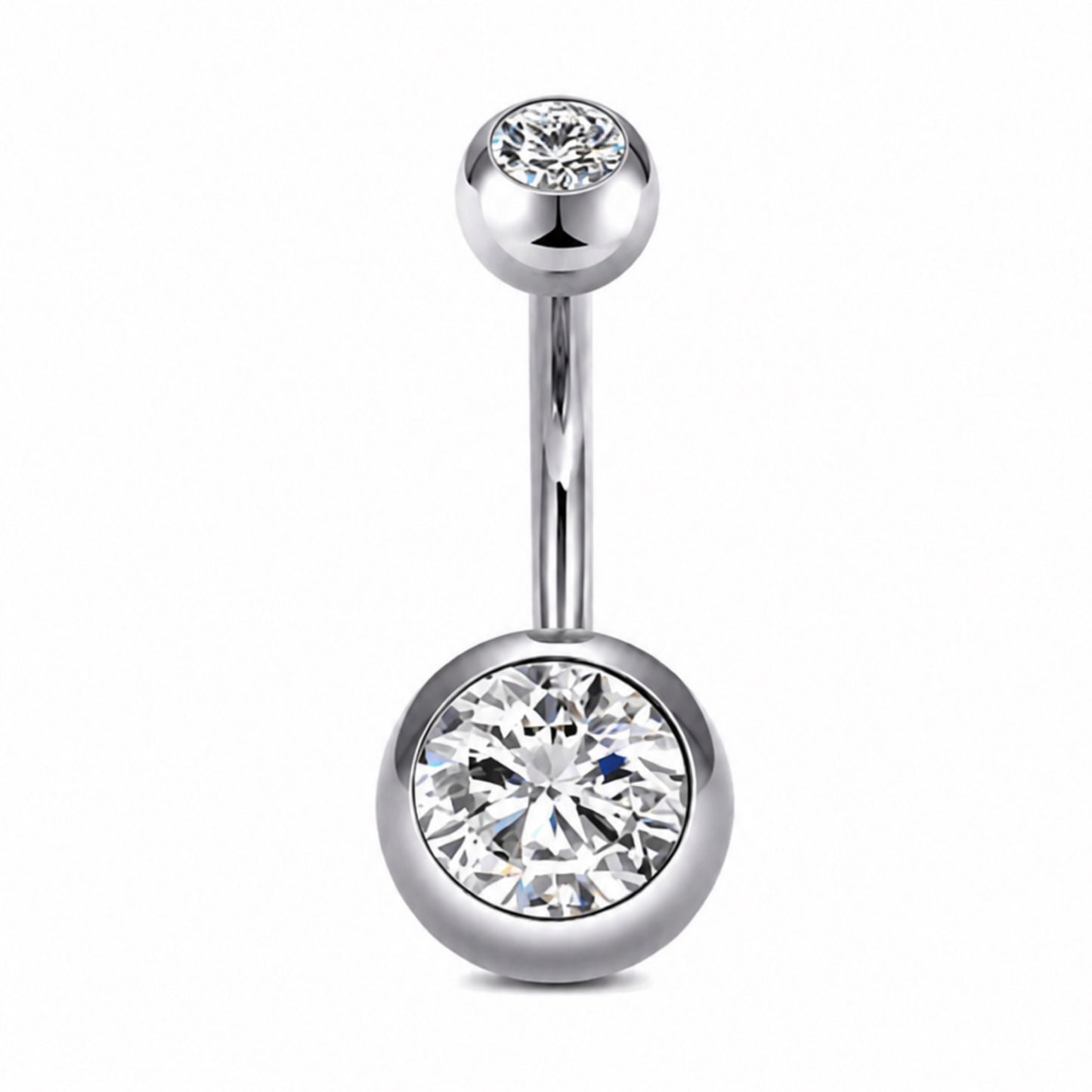 Clear Double CZ Belly Button Navel Ring