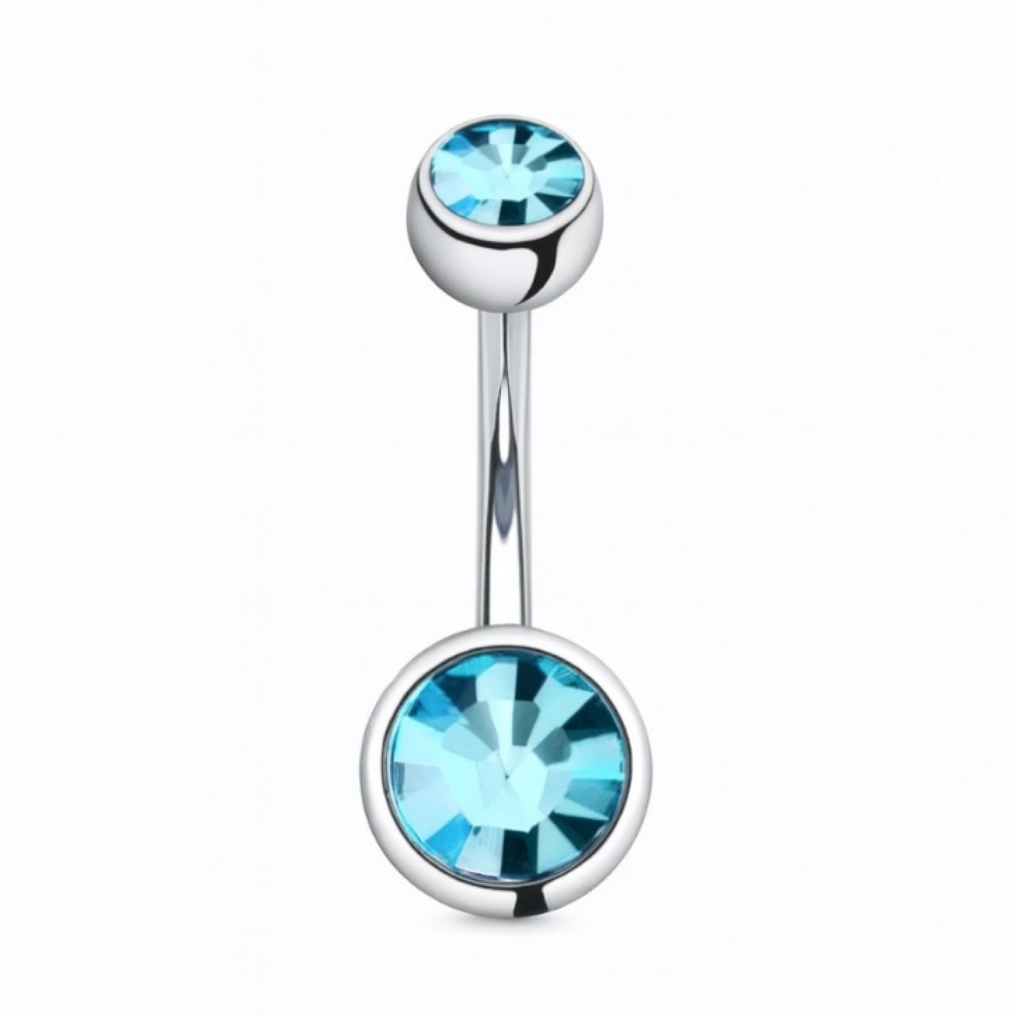Aqua Blue CZ Navel Belly Button Ring