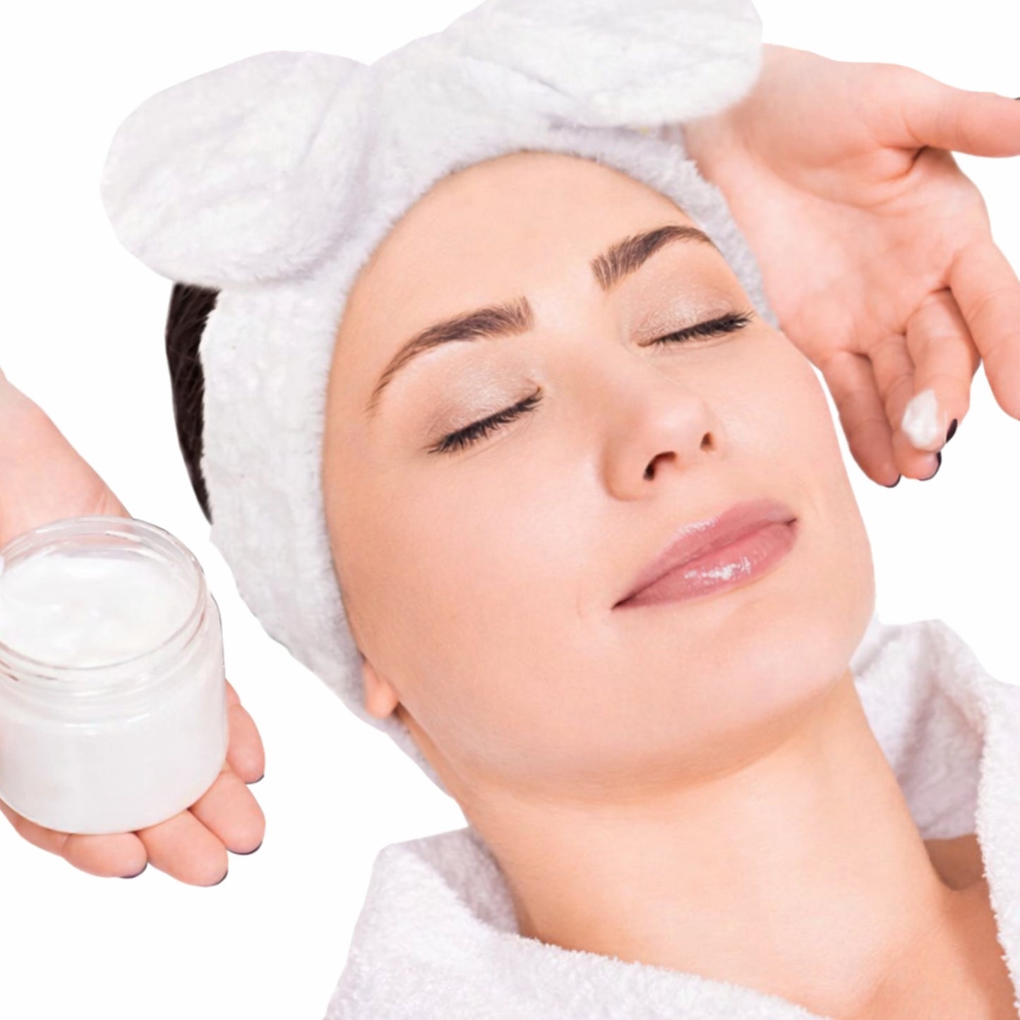 White Plush Bow Spa Headband – Soft Fleece Skincare Hair Wrap