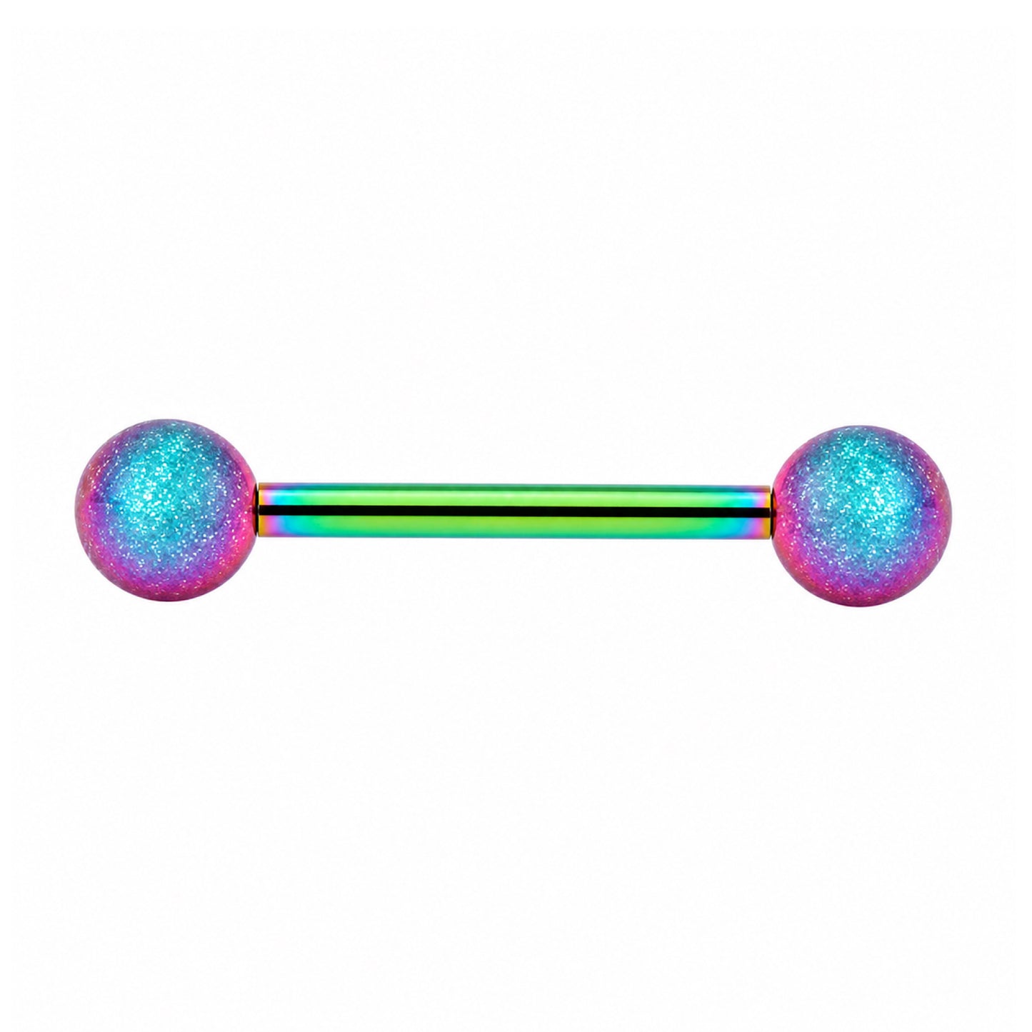Rainbow Oil Slick Glitter Ball Barbell Tongue Ring