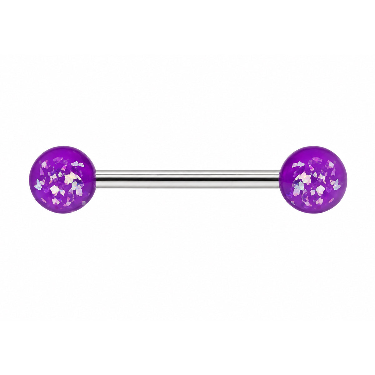 Purple Glitter Acrylic Barbell Tongue Ring