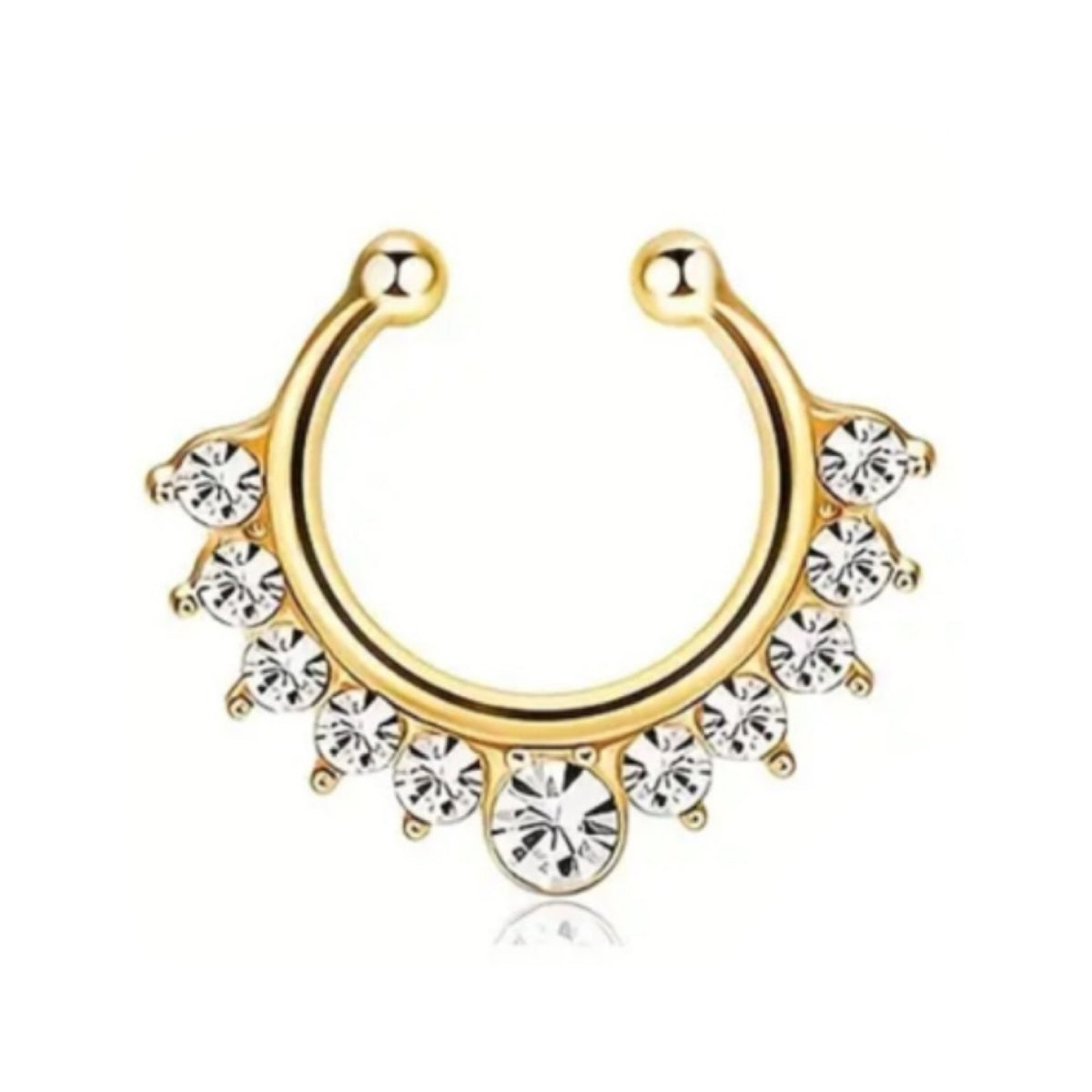 Gold CZ Clip-On Faux Septum Ring