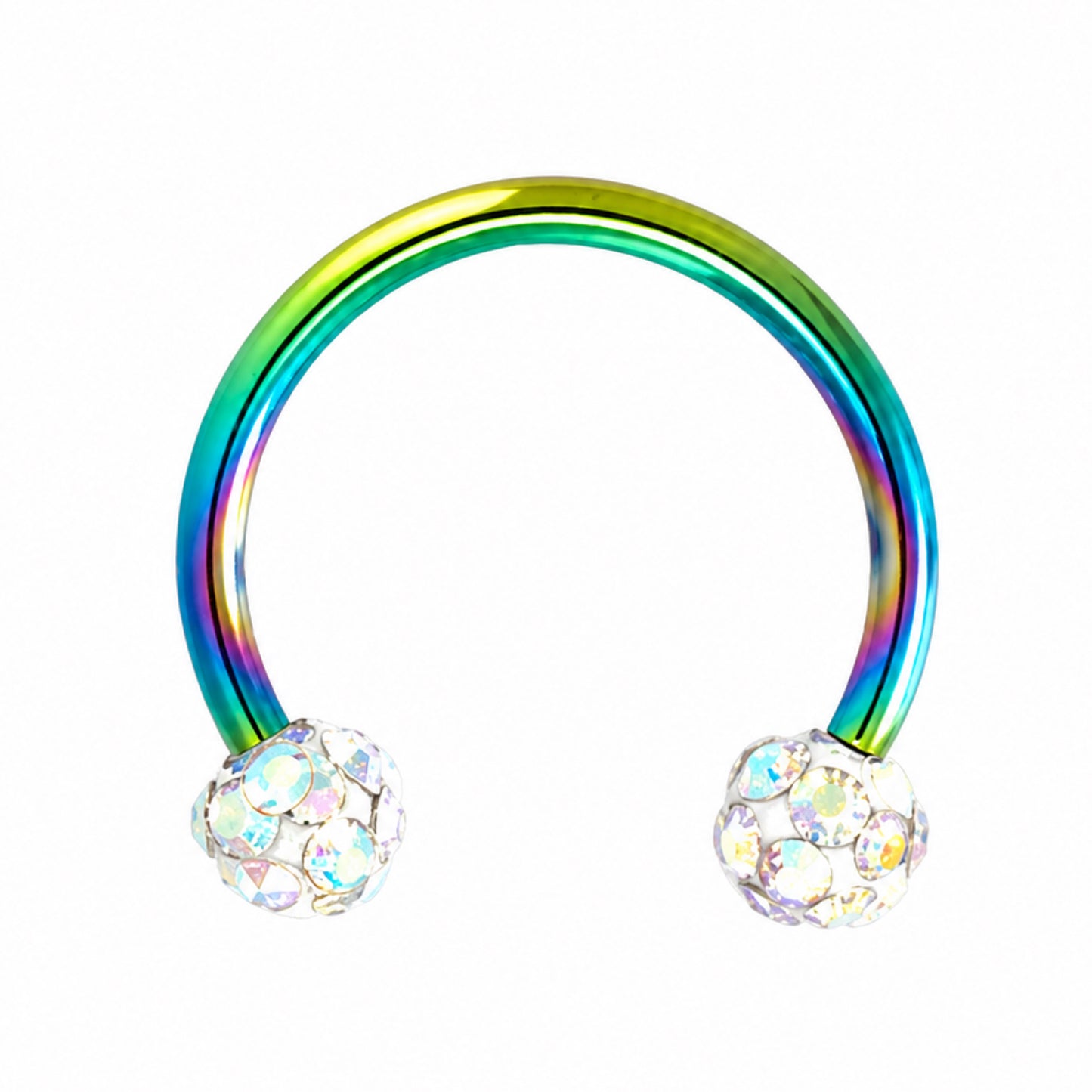Rainbow CZ Horseshoe Barbell Septum Ring