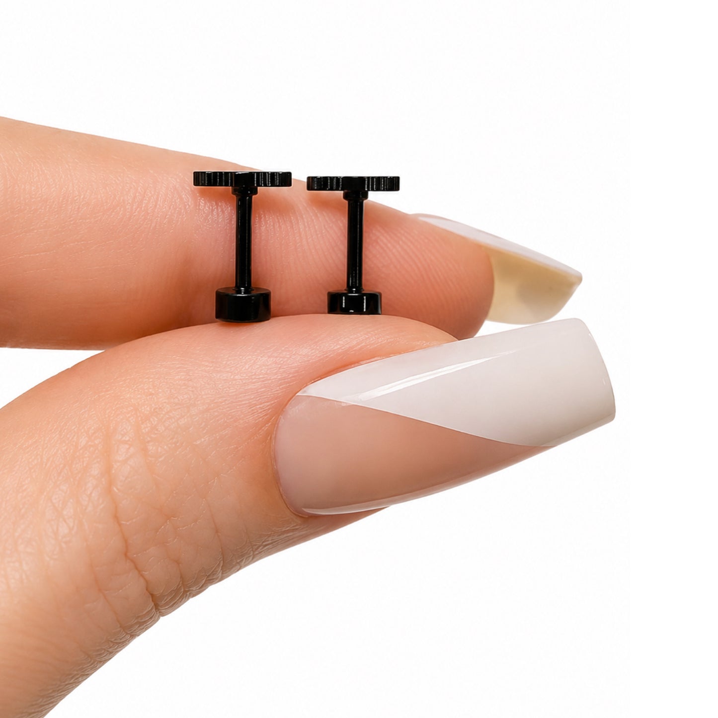 Black EKG Lifeline Flat Back Stud Earrings