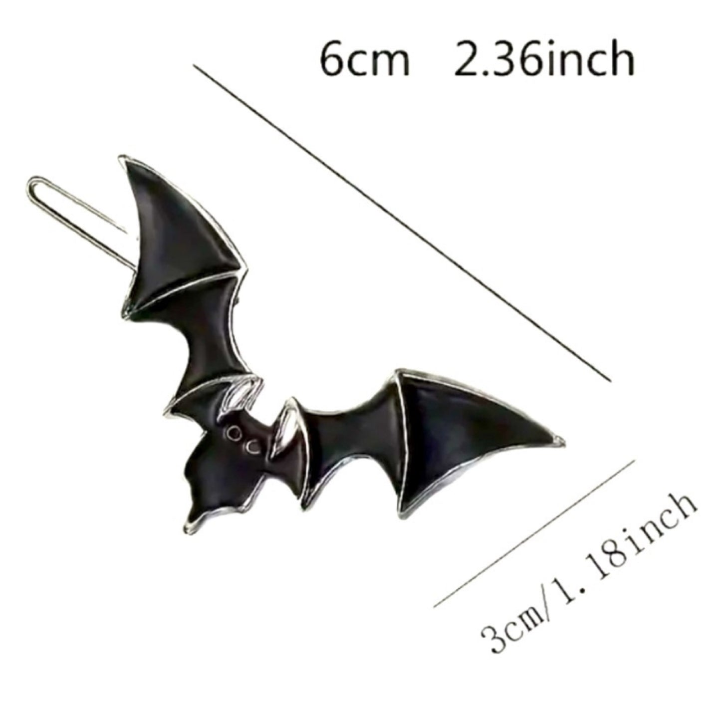 Gothic Black Bat Hair Clip with Red Eyes