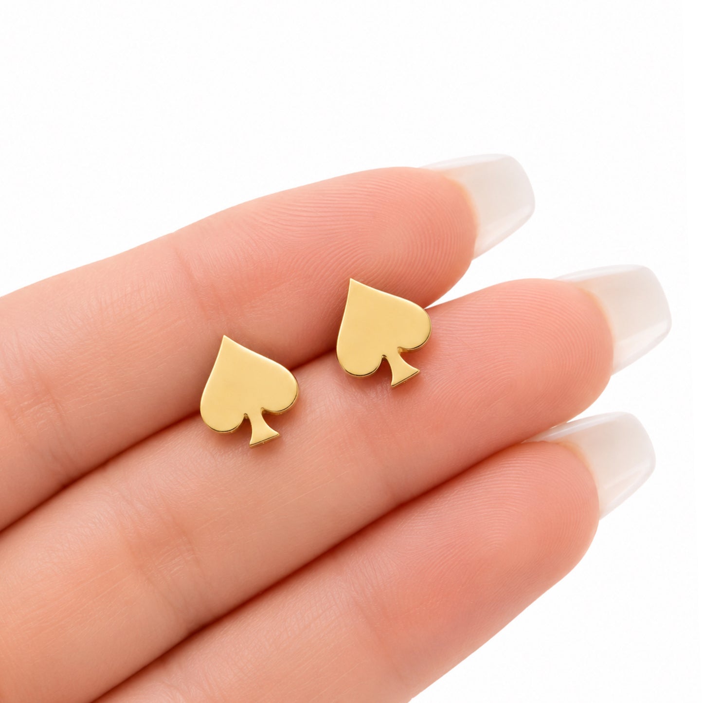 Tiny Gold Spade Stud Earrings