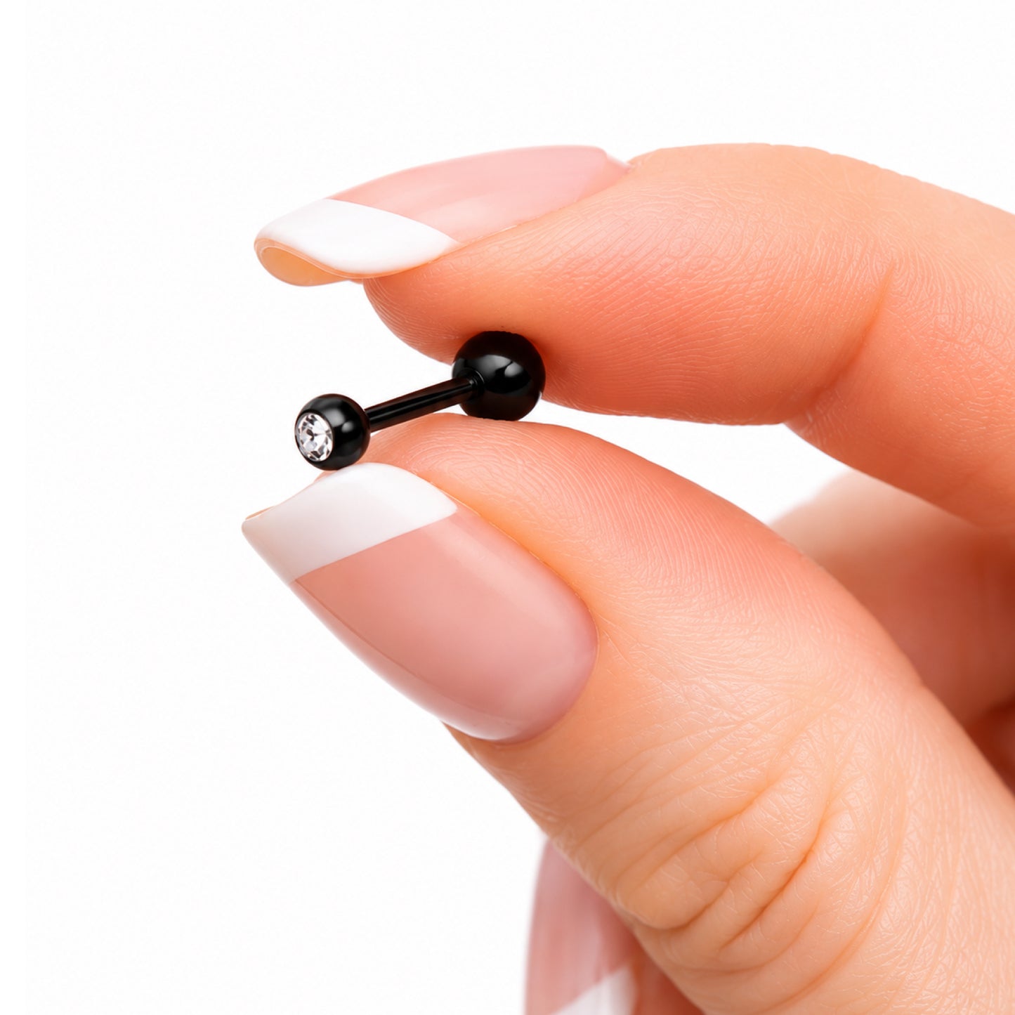 Black CZ Ball Cartilage Barbell Earring