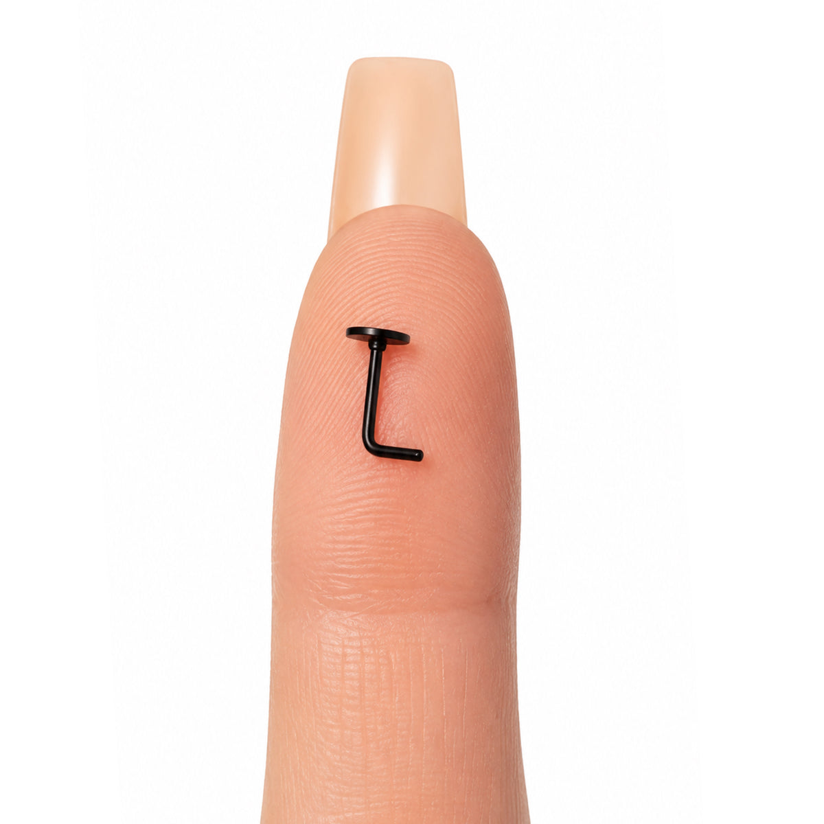 Black Open Heart L Bend Nose Ring