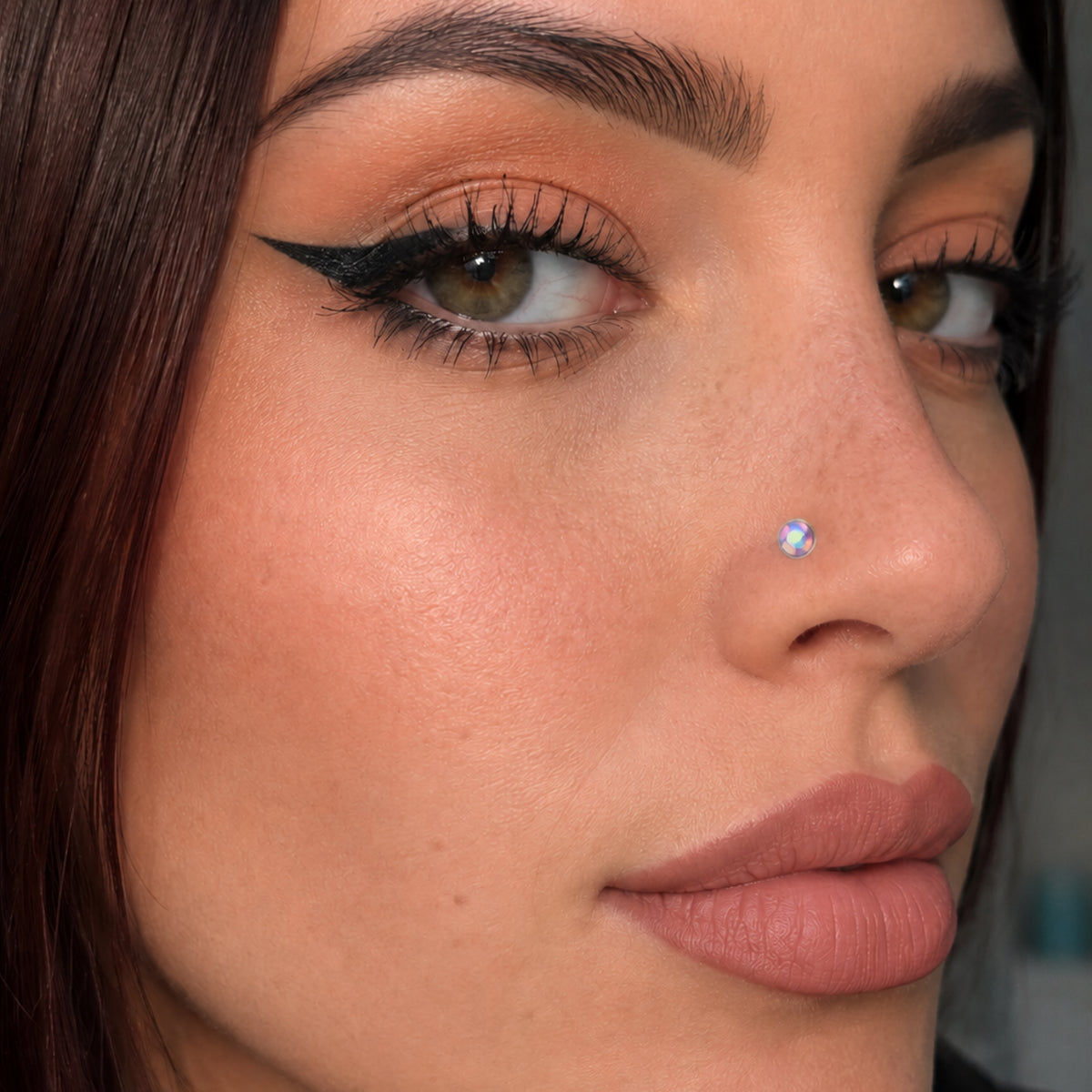 Iridescent CZ L Shape Nose Ring with