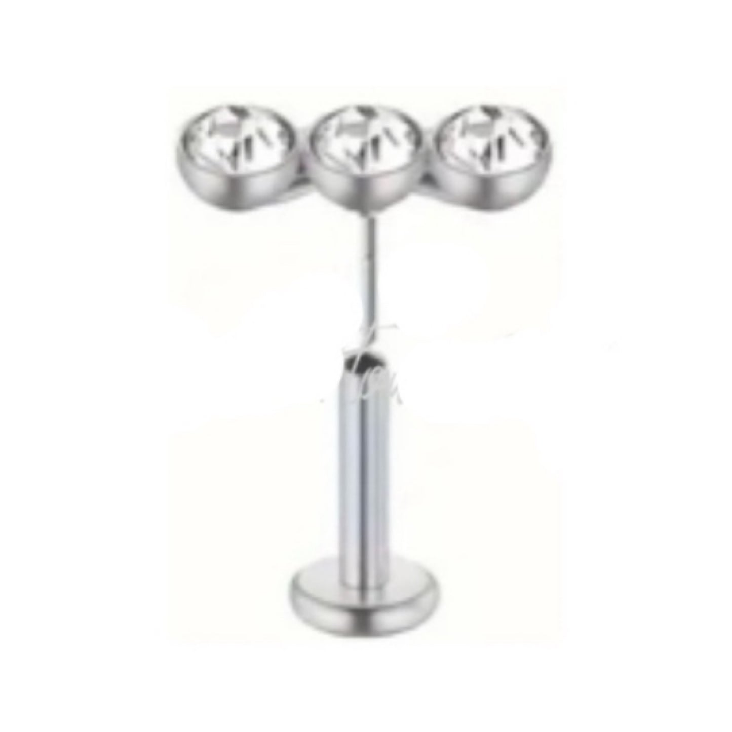 Triple Clear CZ Threadless Flat Back Stud