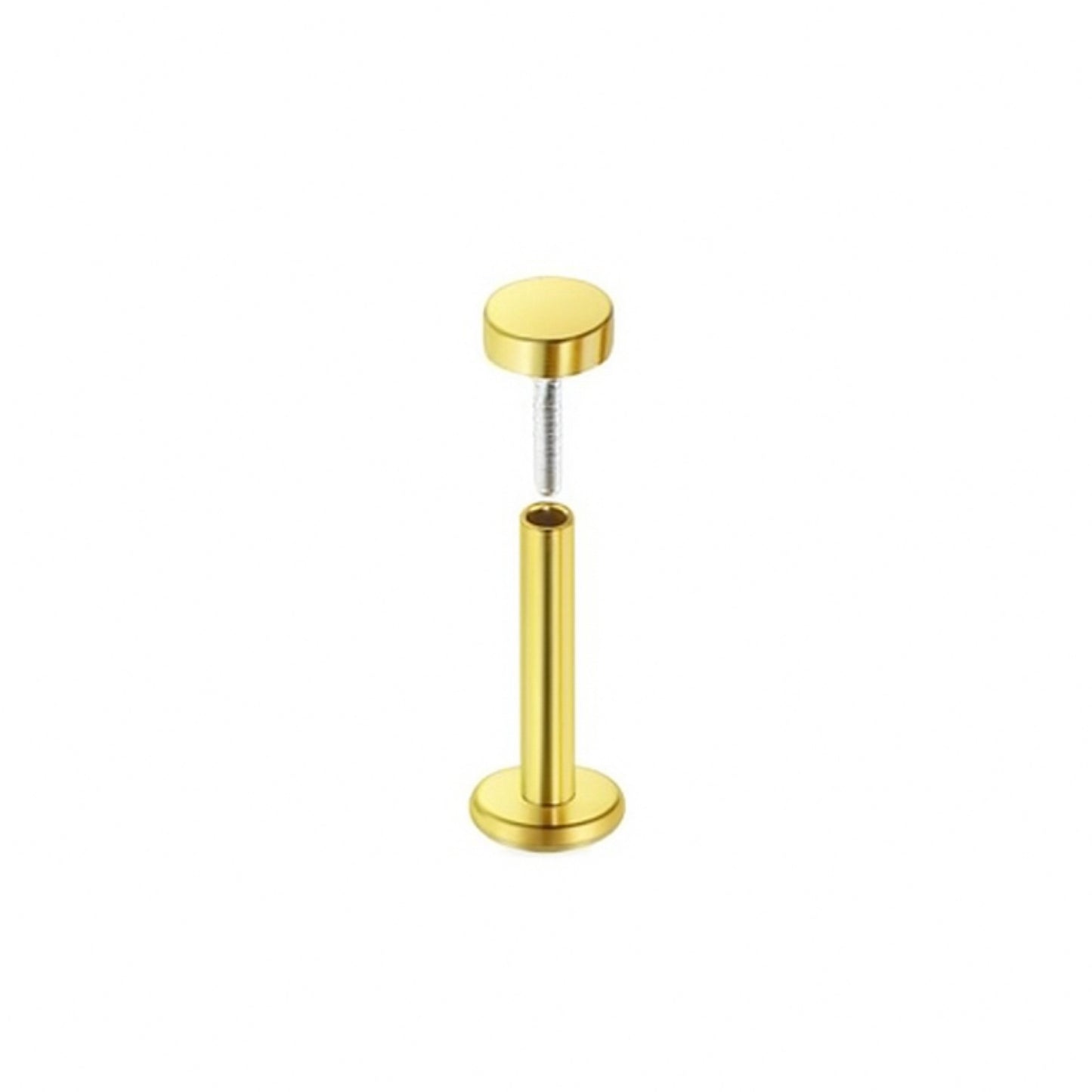 Tiny Gold Flat Back Stud – 16G Threadless 18K Gold Plated Stainless Steel Piercing