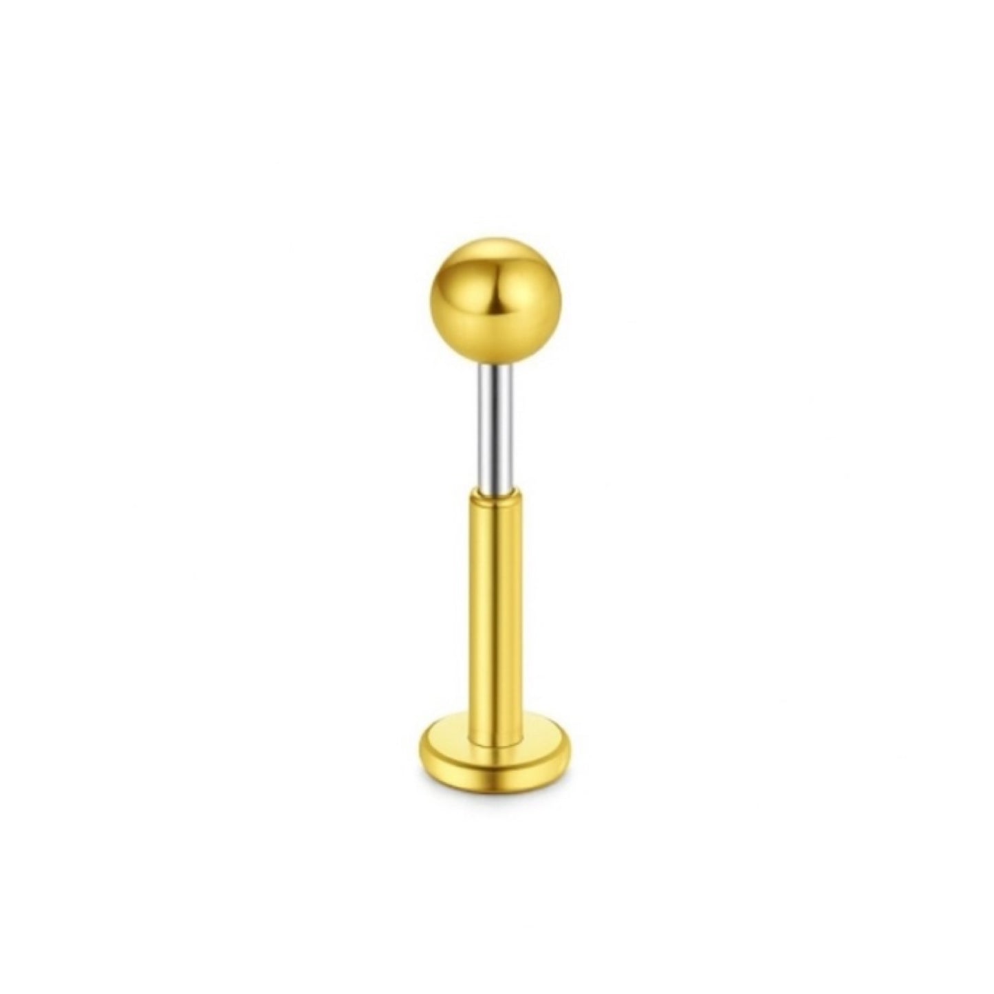 Tiny Gold Flat Back Stud – Threadless 18K Gold Plated Stainless Steel Piercing for Nose