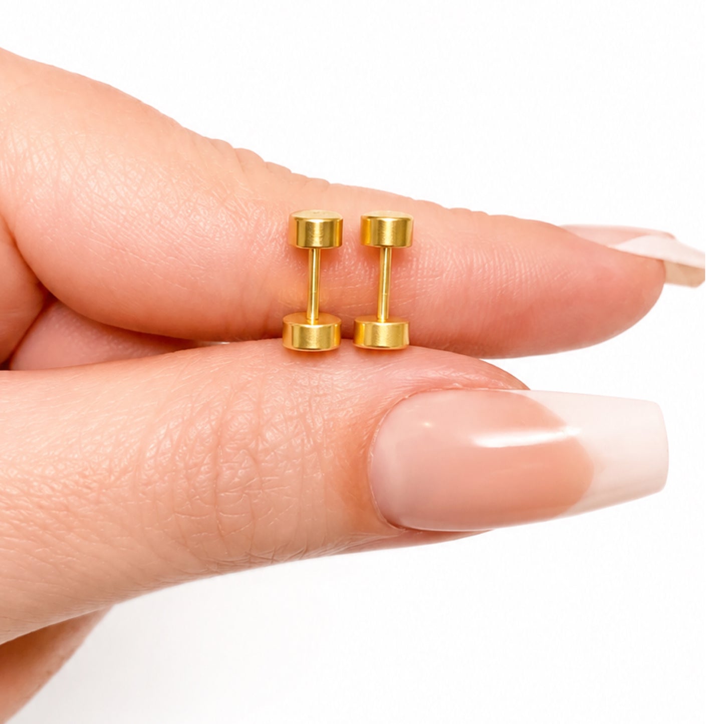 Gold 4mm CZ Flat Back Stud Earrings