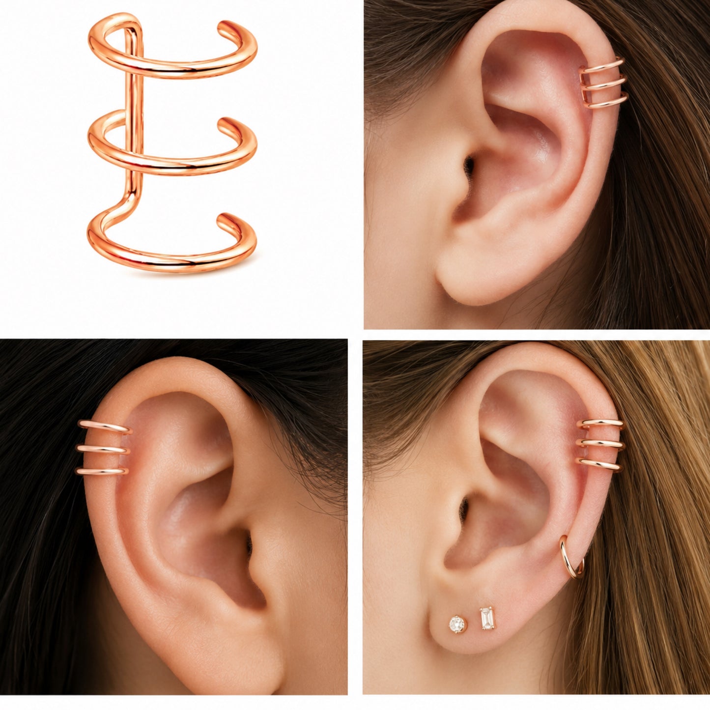 Rose Gold Triple Ear Cuff