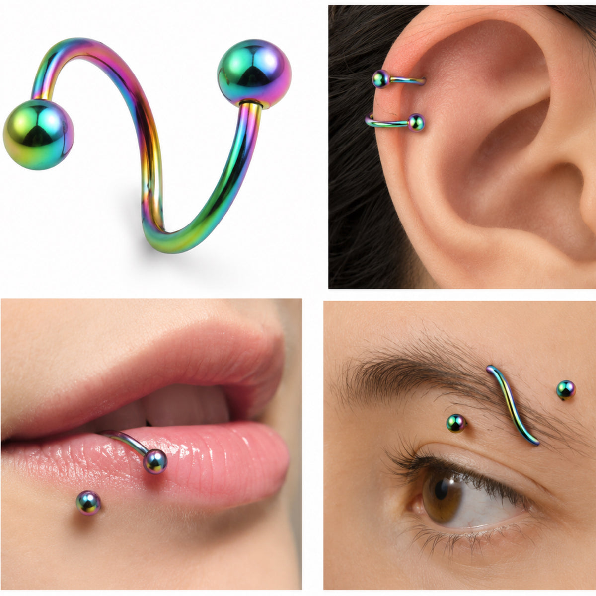 Rainbow Twisted Curved Barbell