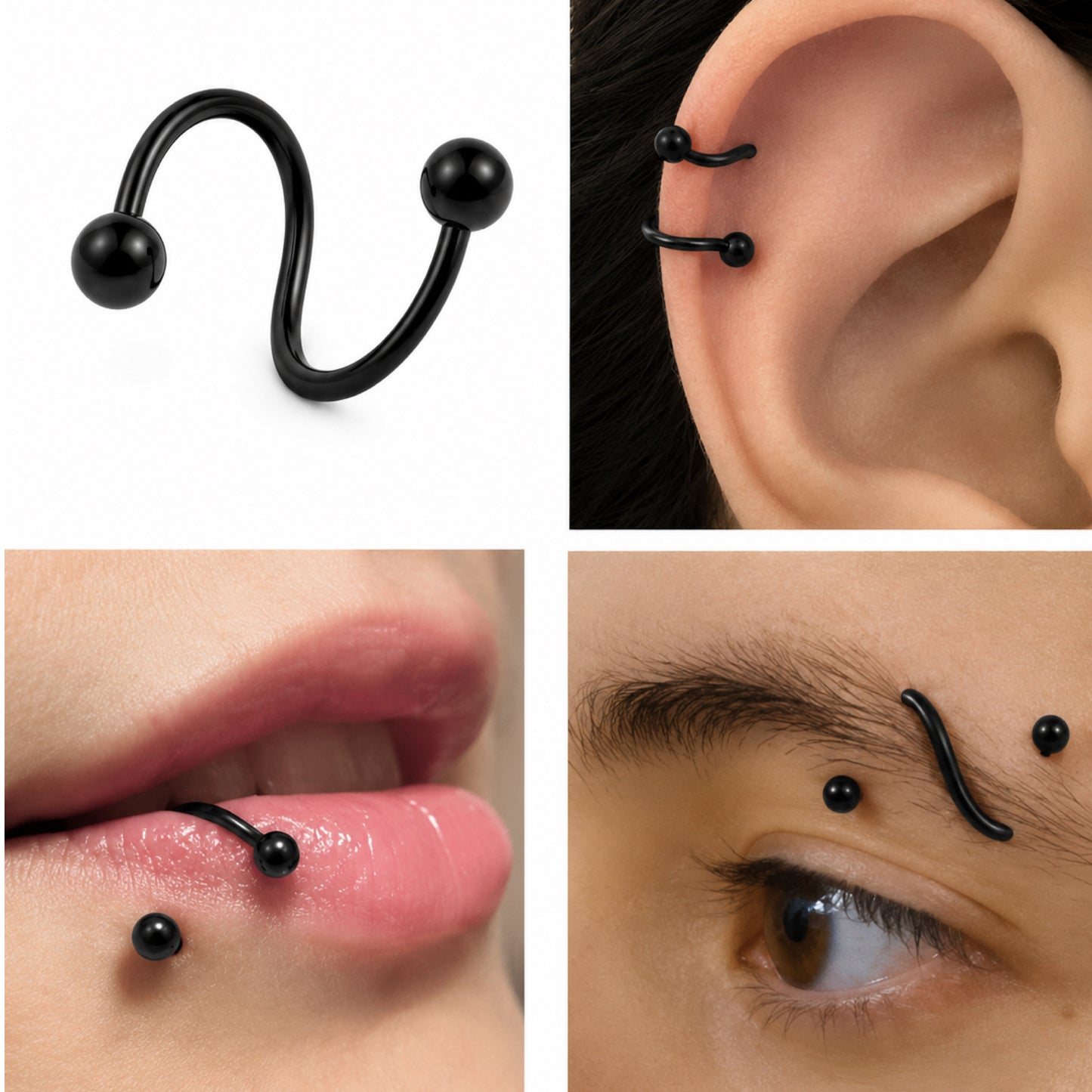 Black Spiral Twisted Barbell