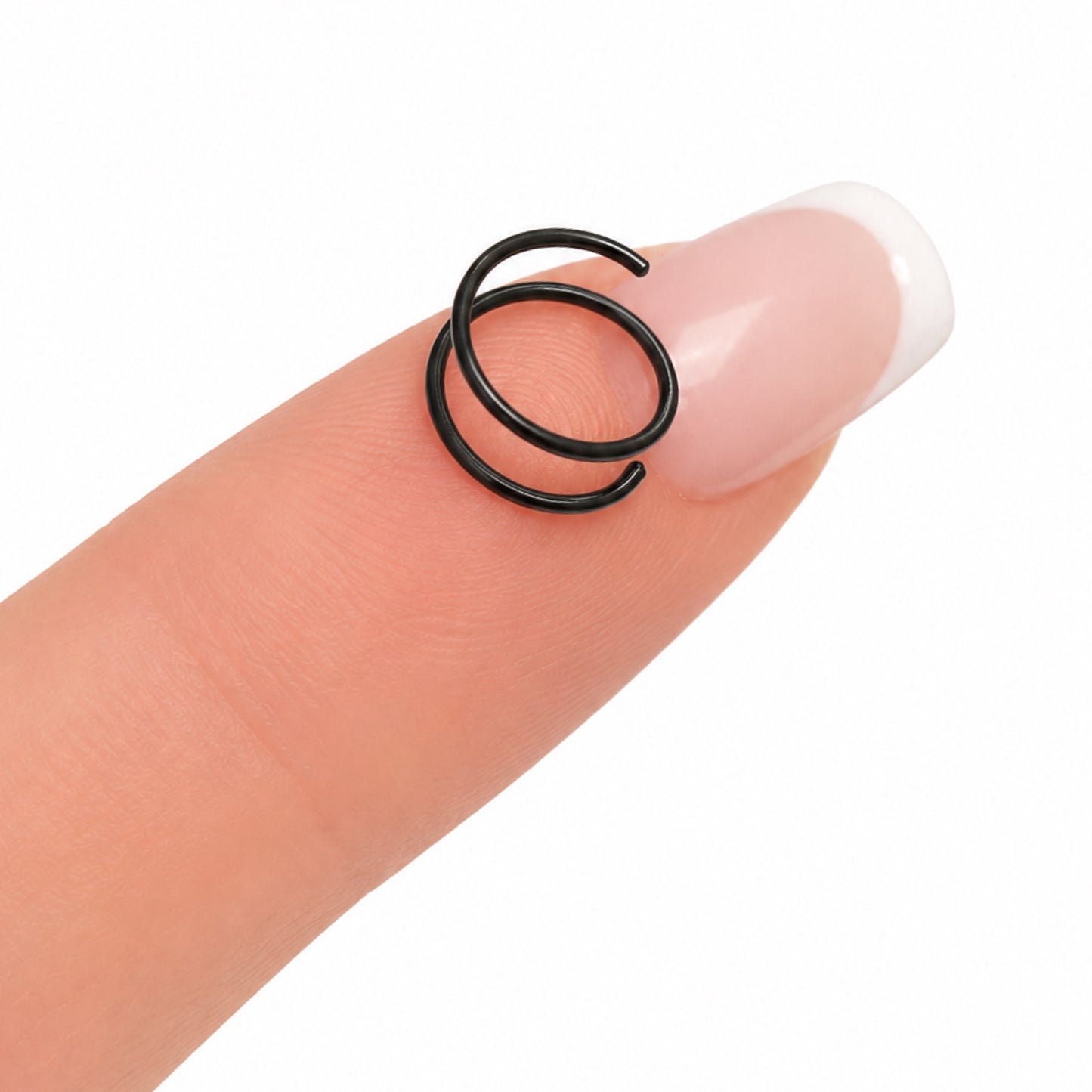 Black Double Hoop Spiral Nose Ring