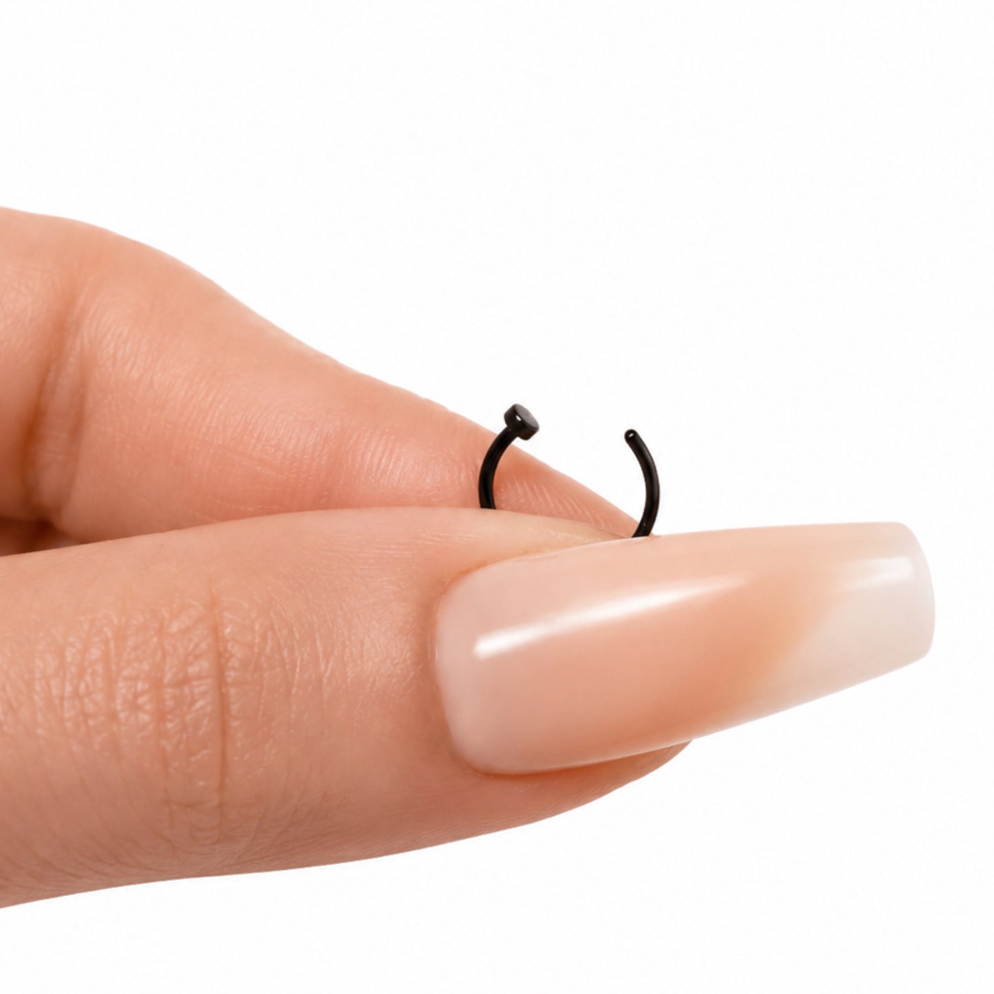 Black Nail Head Half Fixed Nose Hoop Ring