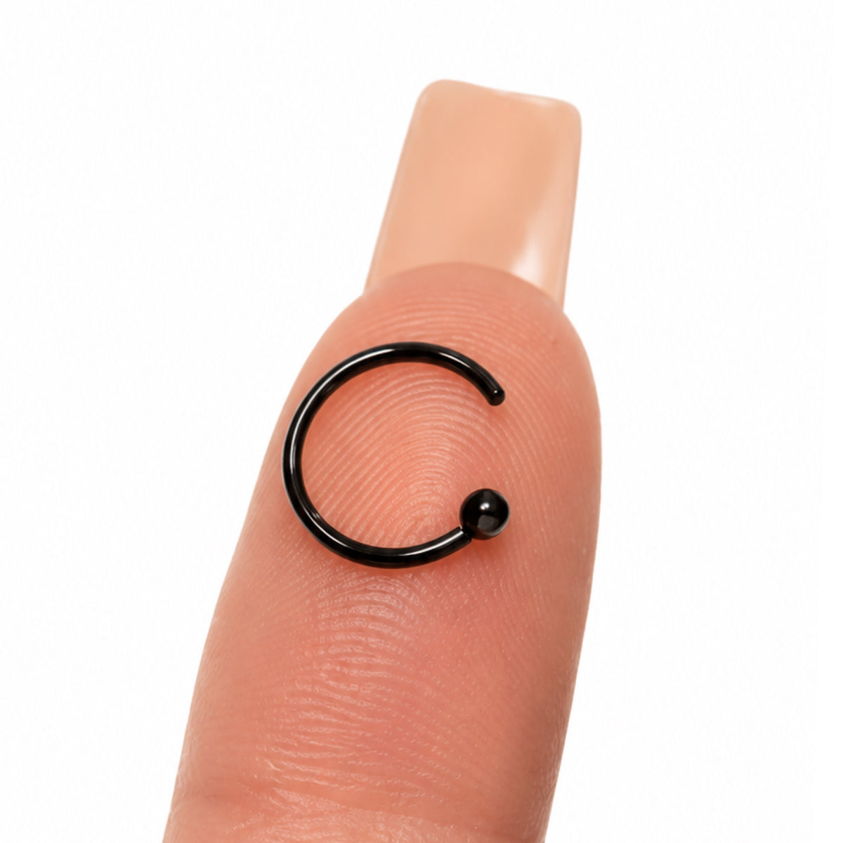 Black Fixed CZ Half Hoop Nose Ring