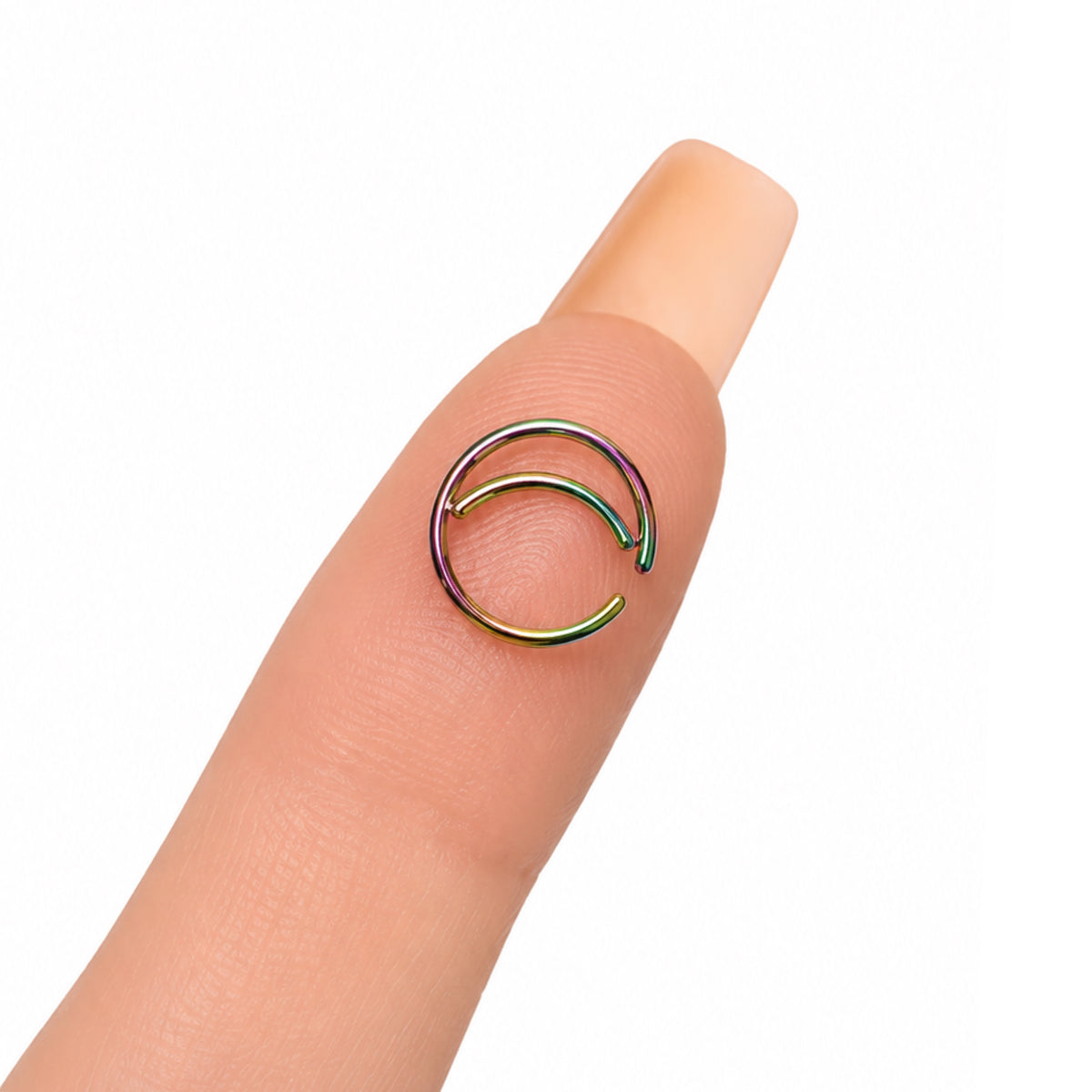 Rainbow Crescent Moon Fixed Hoop Nose Ring