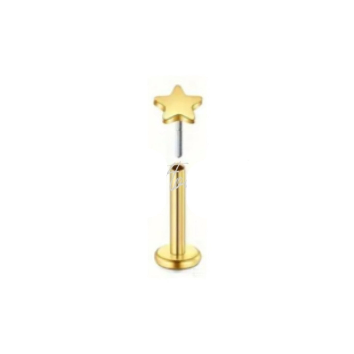 Tiny 18k Gold Star Threadless Stud – 16G Surgical Steel Hypoallergenic Piercing Jewelry