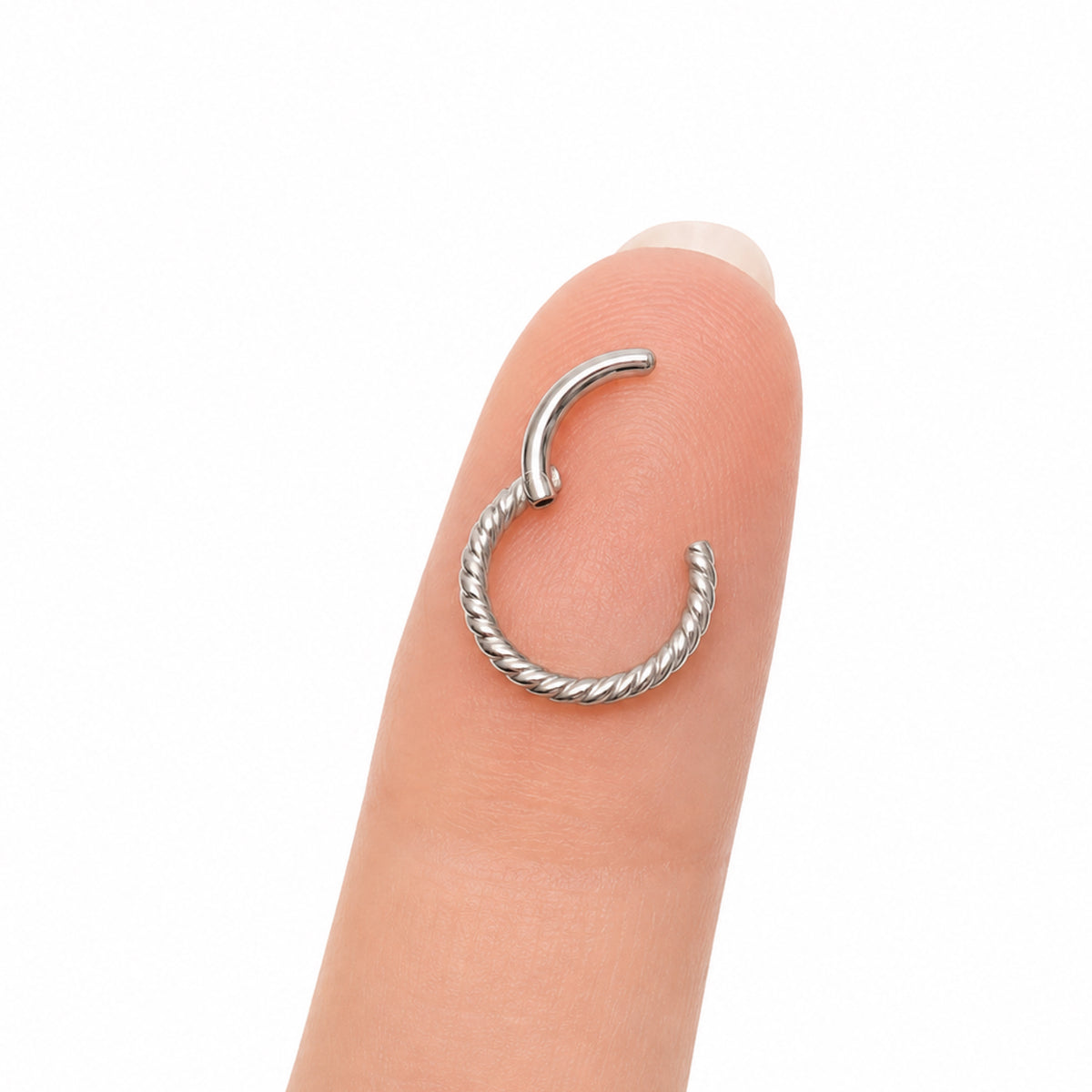Silver Twisted Clicker Hoop Ring