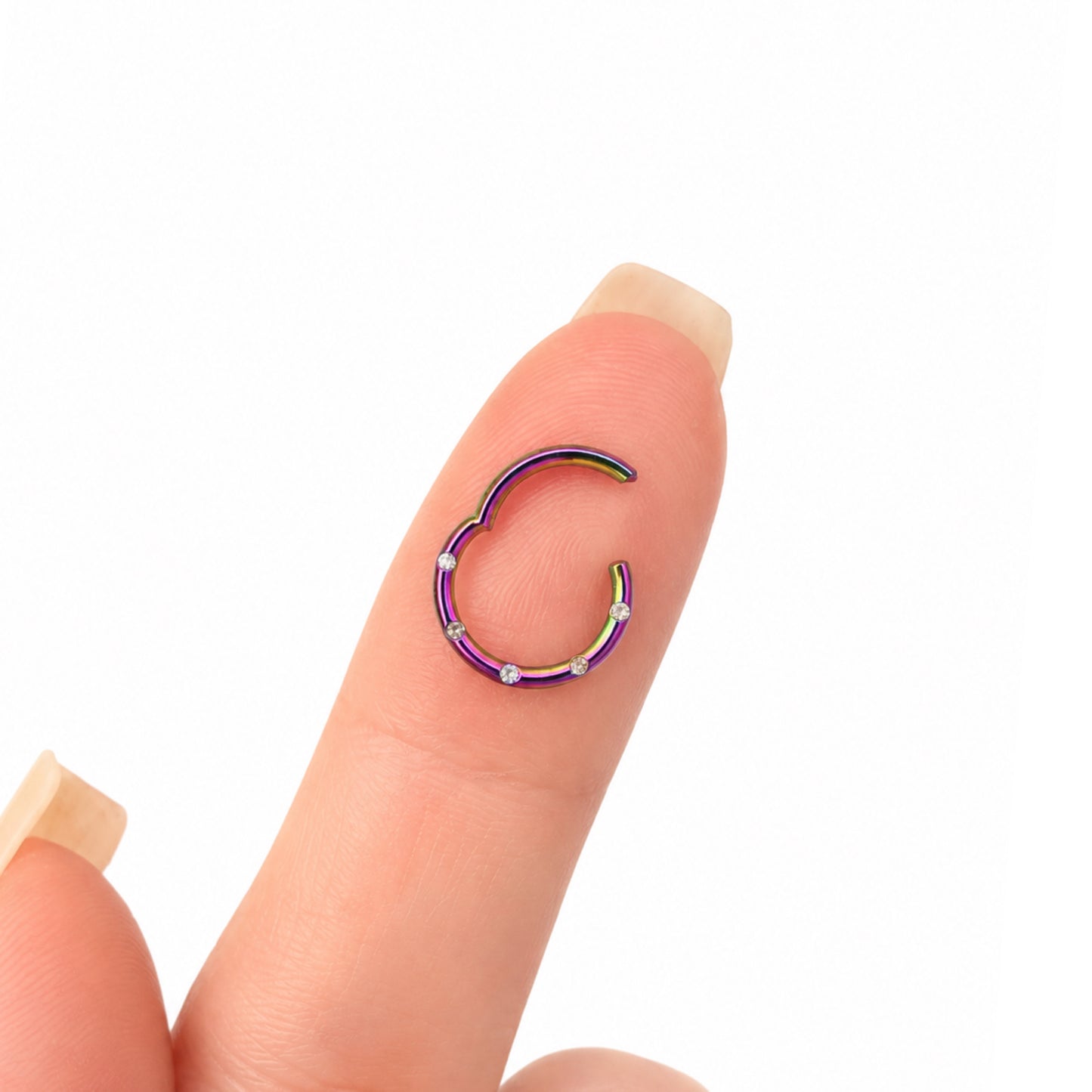 Rainbow CZ Clicker Hoop Ring