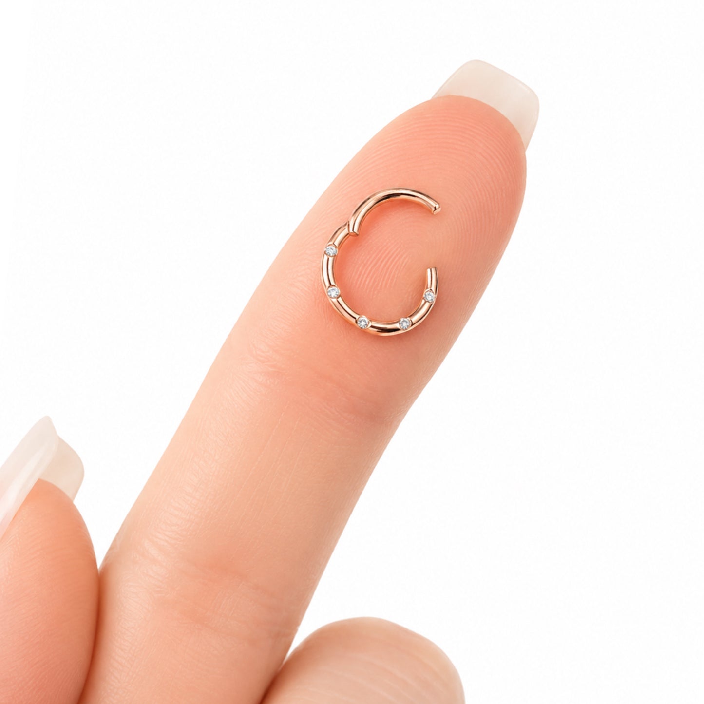 Rose Gold CZ Clicker Hoop Ring