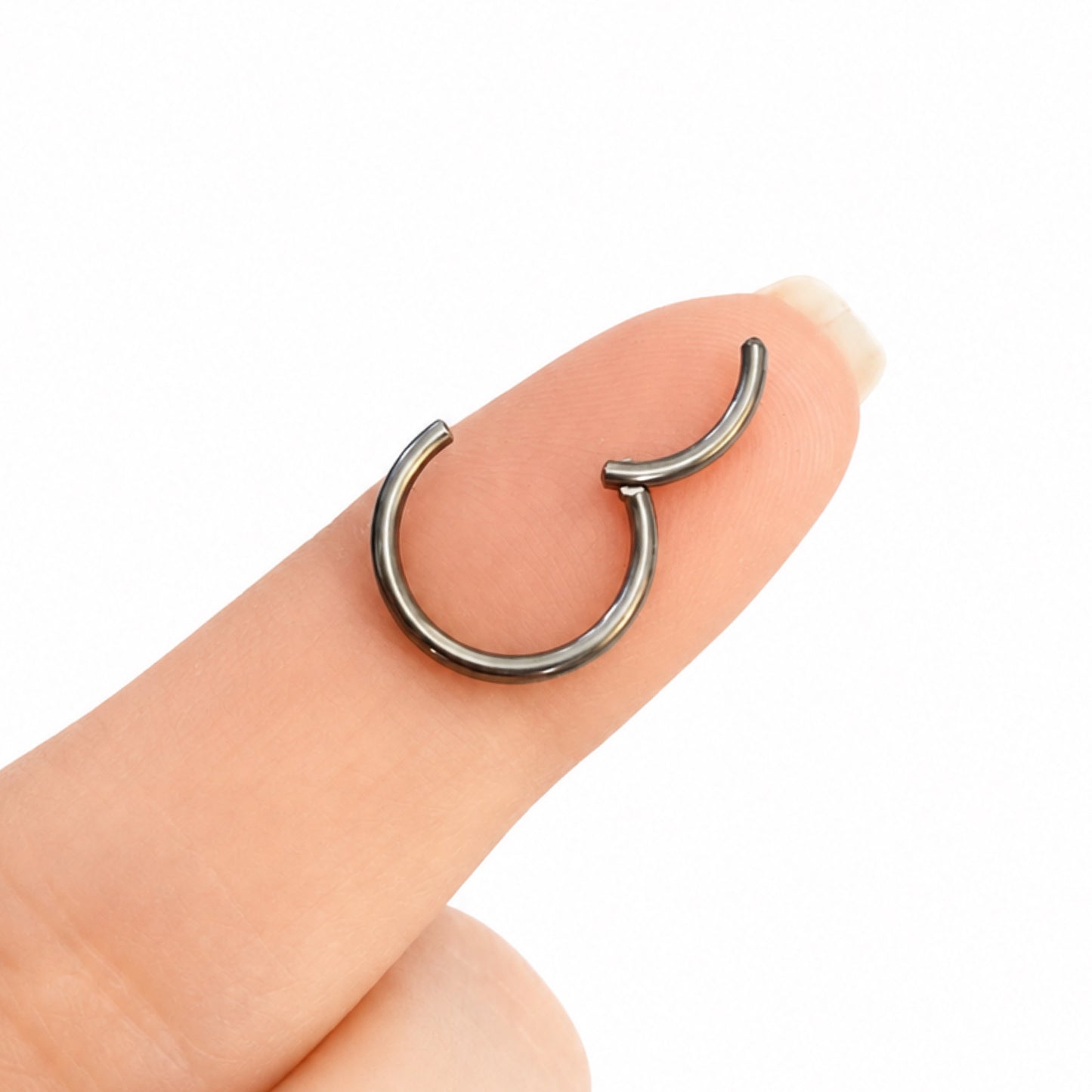 Dark Silver Hinged Clicker Hoop